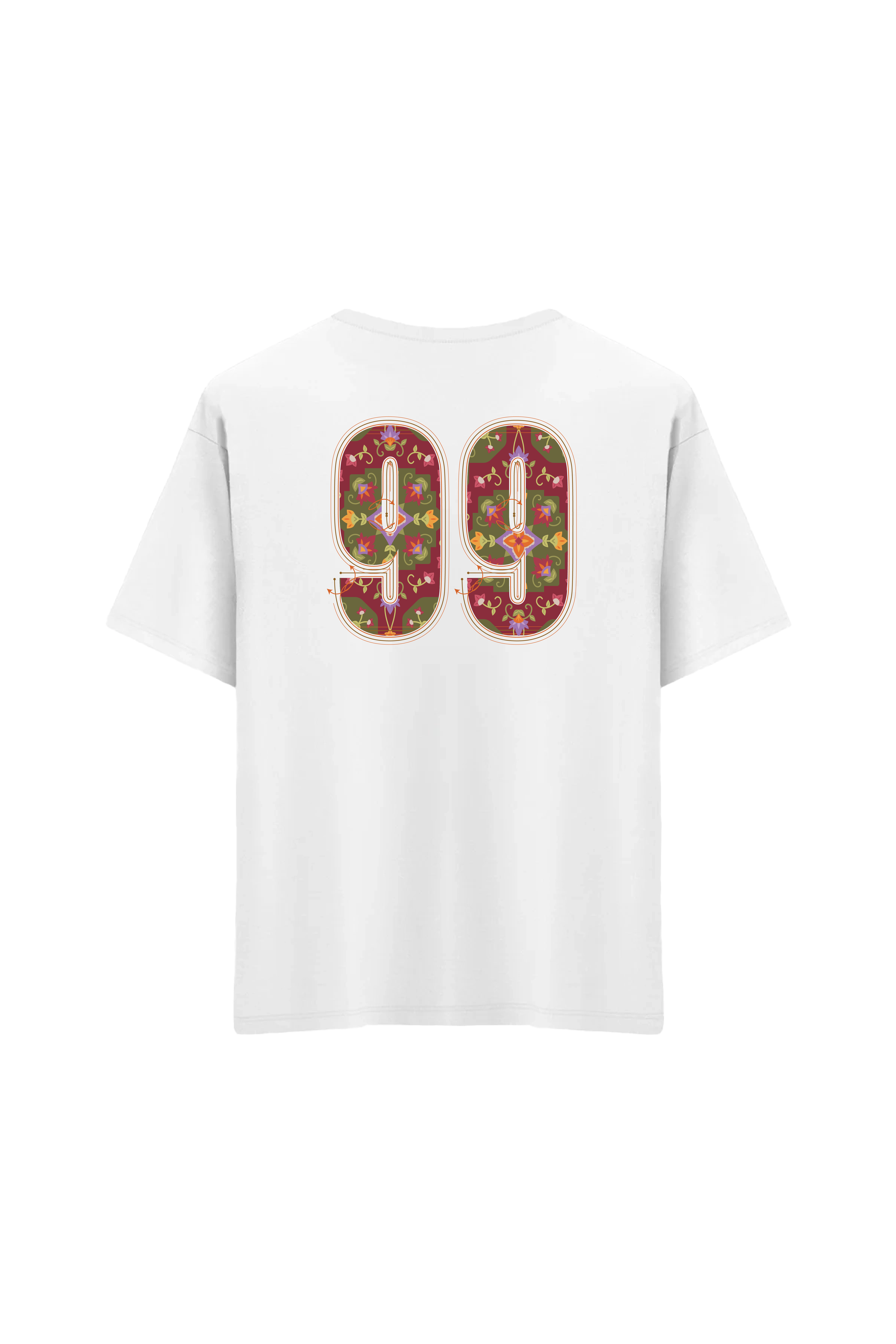 Oversize Unisex Bisiklet Yaka T-Shirt - BEYAZ