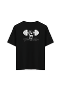Spor Baskılı Oversize Unisex Bisiklet Yaka T-Shirt - No.1