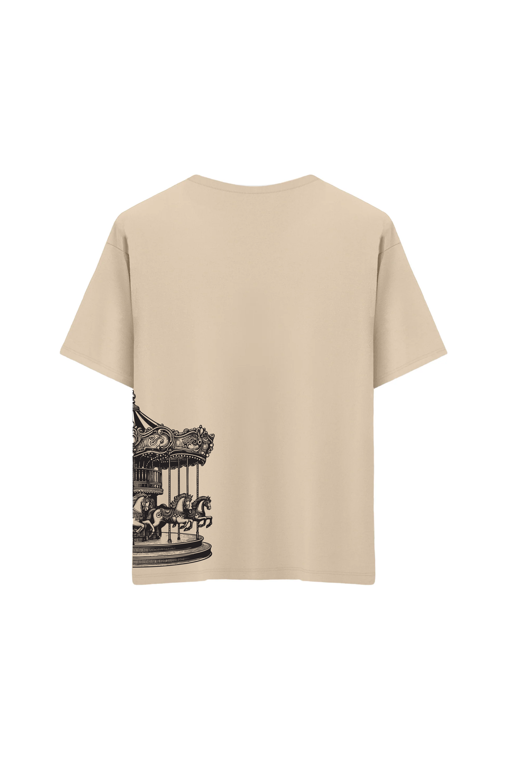 Oversize Unisex Bisiklet Yaka T-Shirt