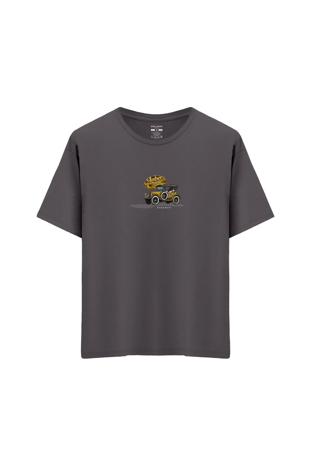 Oversize Unisex Bisiklet Yaka T-Shirt - ANTRASİT