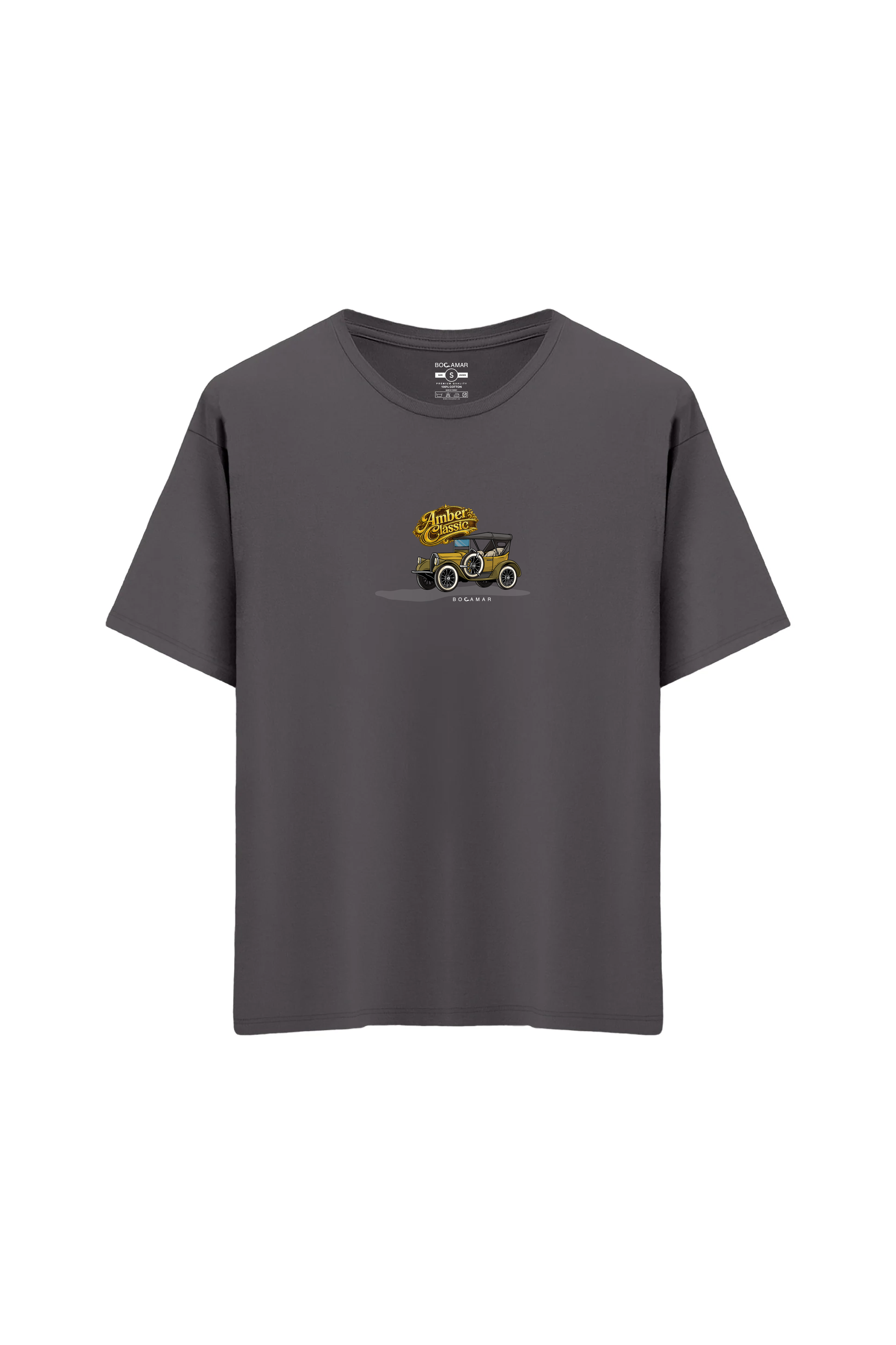 Oversize Unisex Bisiklet Yaka T-Shirt - ANTRASİT