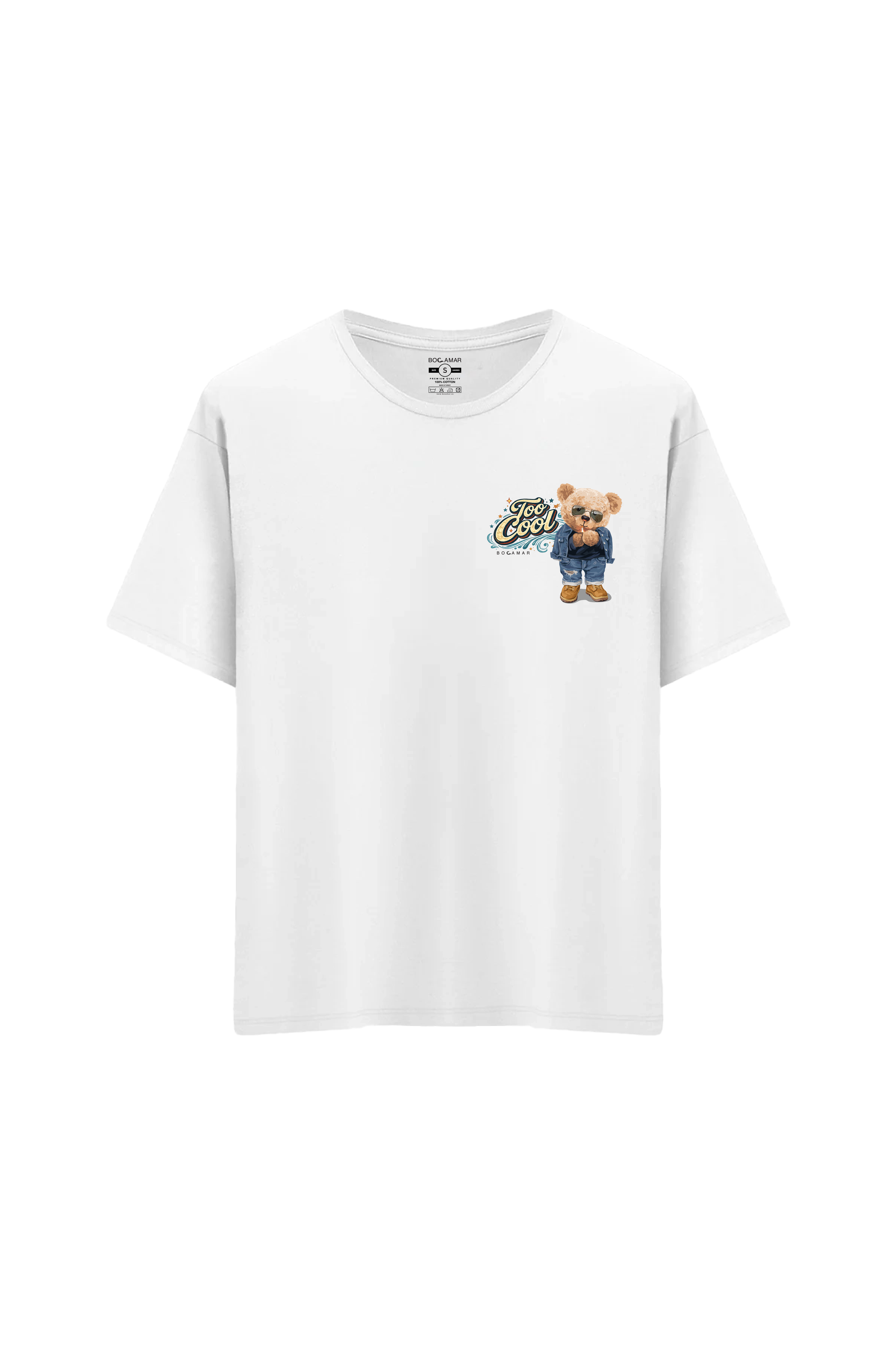 Oversize Unisex Bisiklet Yaka T-Shirt - BEYAZ