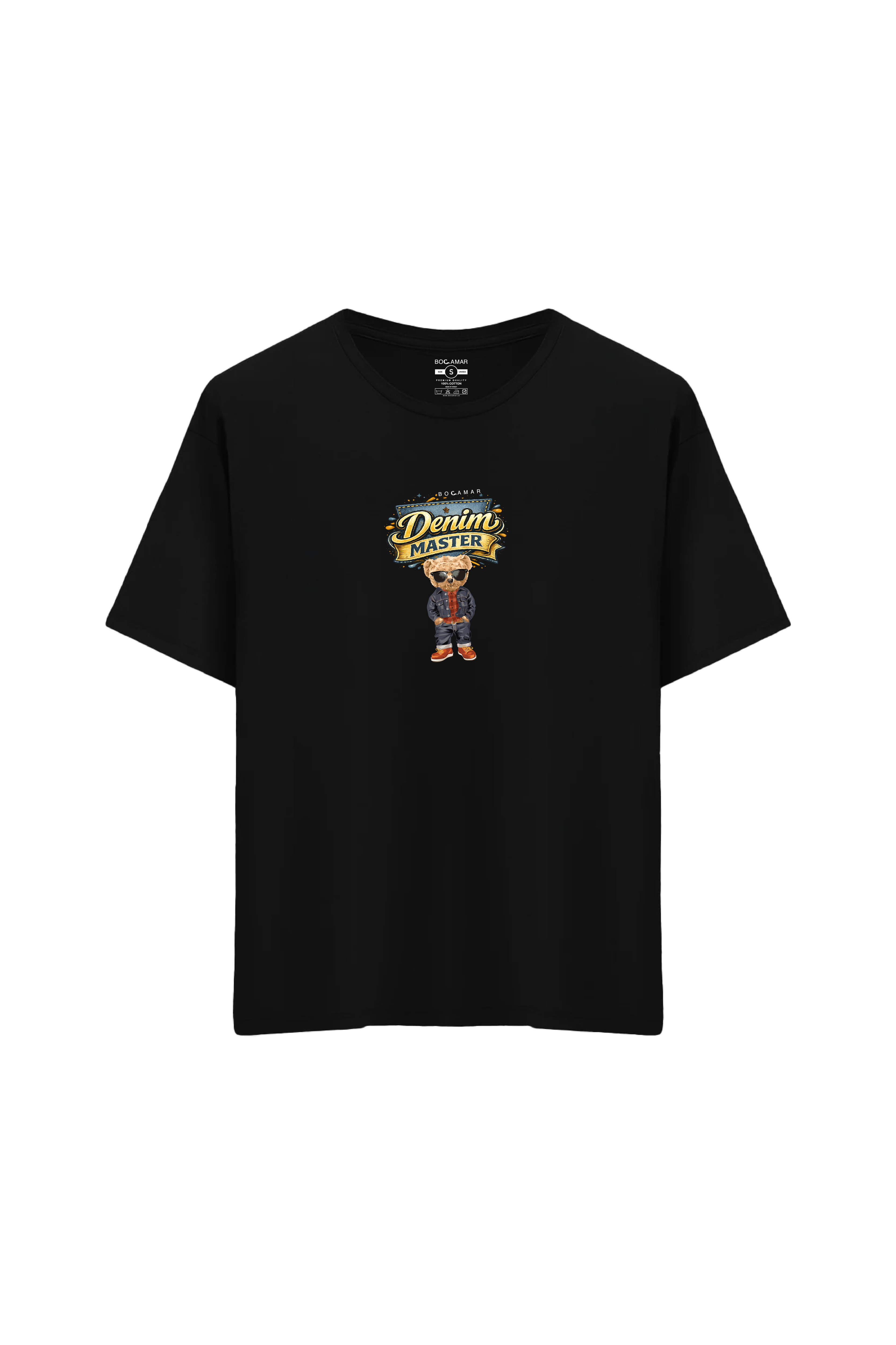 Ayı Baskılı Oversize Unisex Bisiklet Yaka T-Shirt - No.4