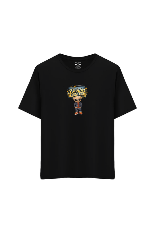 Ayı Baskılı Oversize Unisex Bisiklet Yaka T-Shirt - No.4