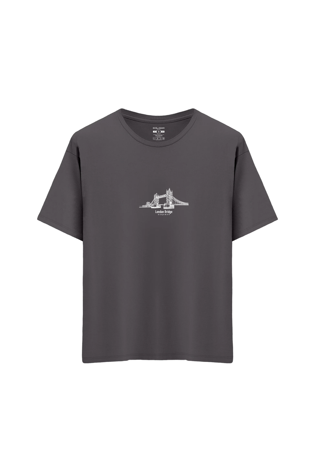 Oversize Unisex Bisiklet Yaka T-Shirt - ANTRASİT