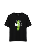Spor Baskılı Oversize Unisex Bisiklet Yaka T-Shirt - No.5