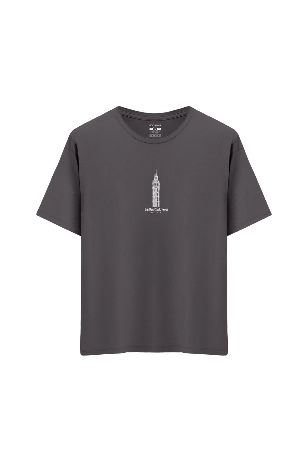 Oversize Unisex Bisiklet Yaka T-Shirt - ANTRASİT