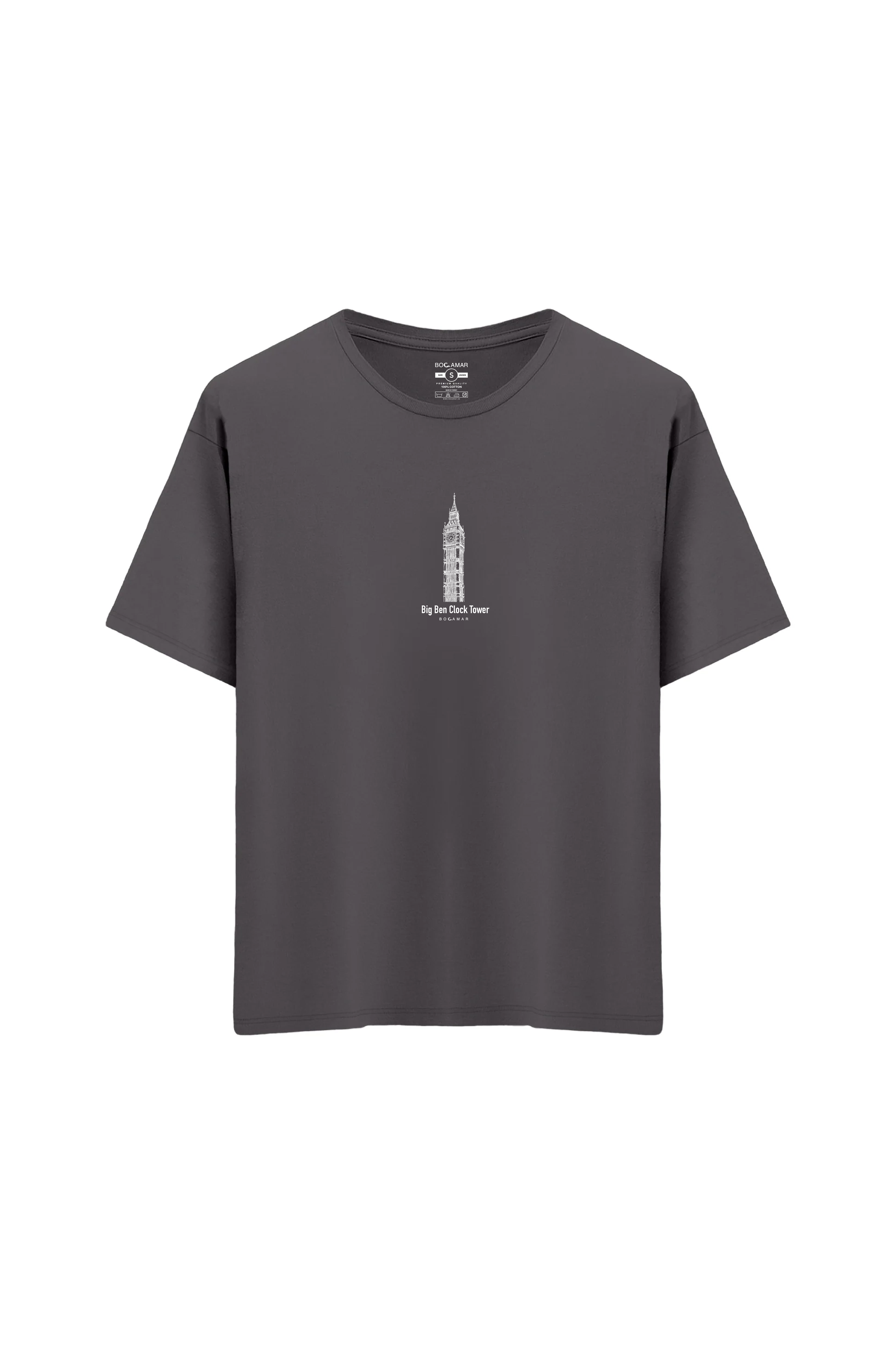 Oversize Unisex Bisiklet Yaka T-Shirt - ANTRASİT