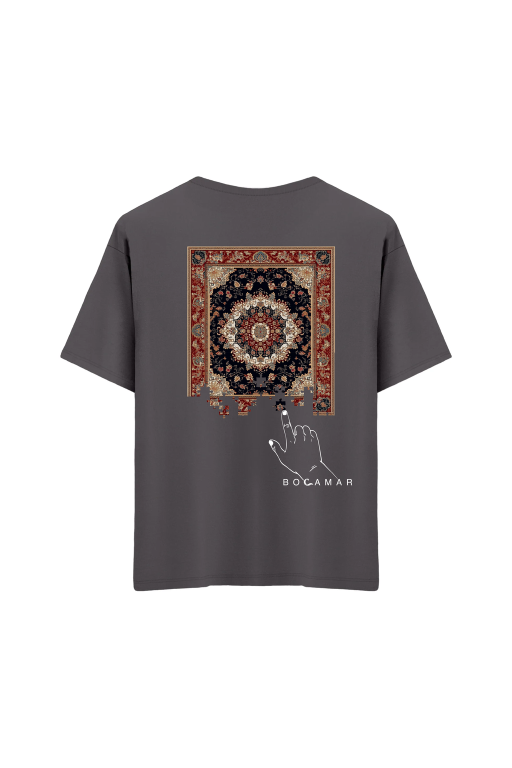 Oversize Unisex Bisiklet Yaka T-Shirt - ANTRASİT