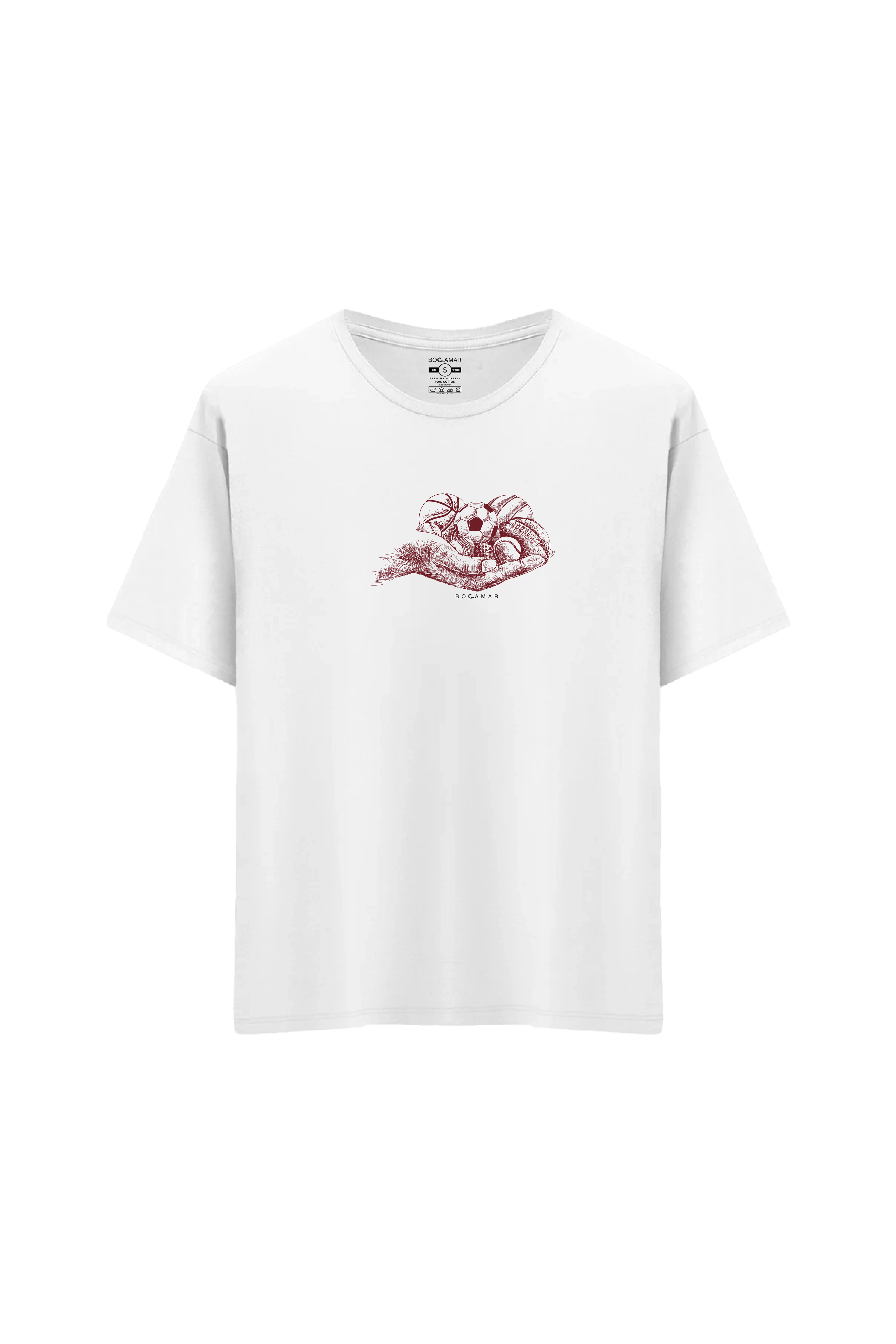 Oversize Unisex Bisiklet Yaka T-Shirt - BEYAZ
