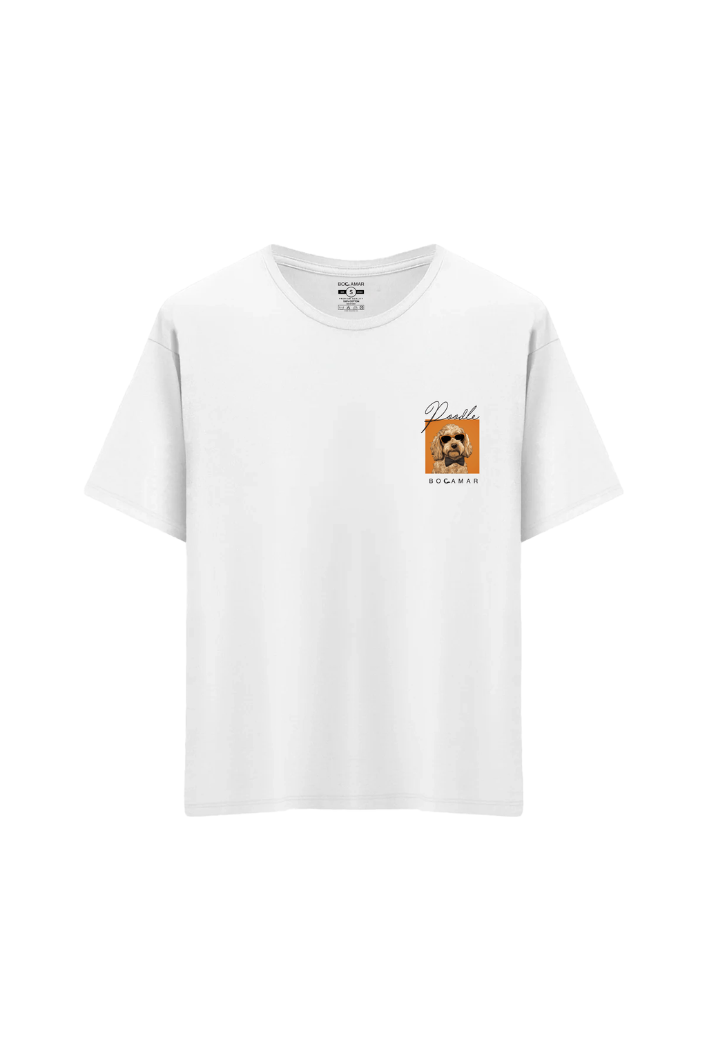 Oversize Unisex Bisiklet Yaka T-Shirt - BEYAZ