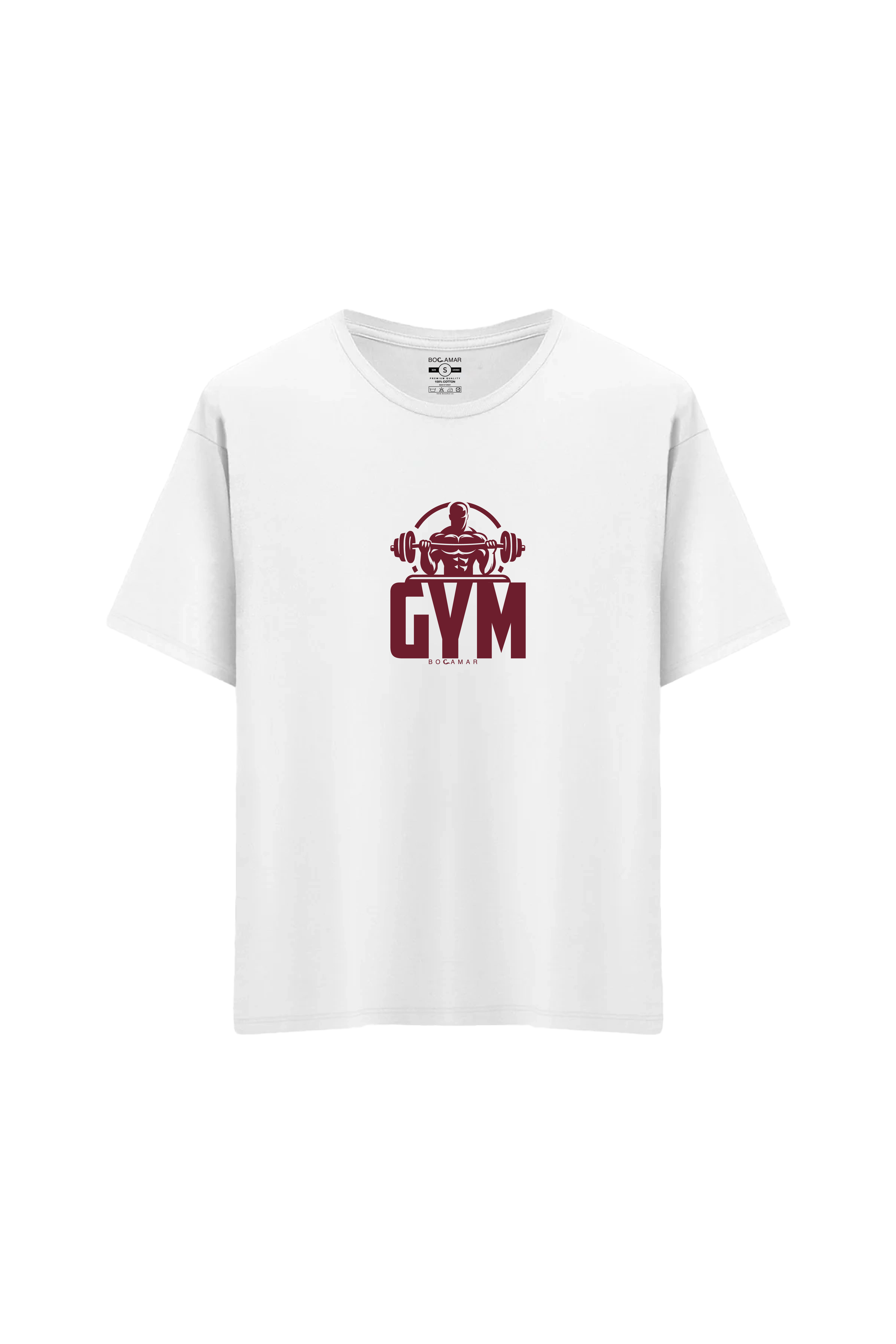 Oversize Unisex Bisiklet Yaka T-Shirt - BEYAZ