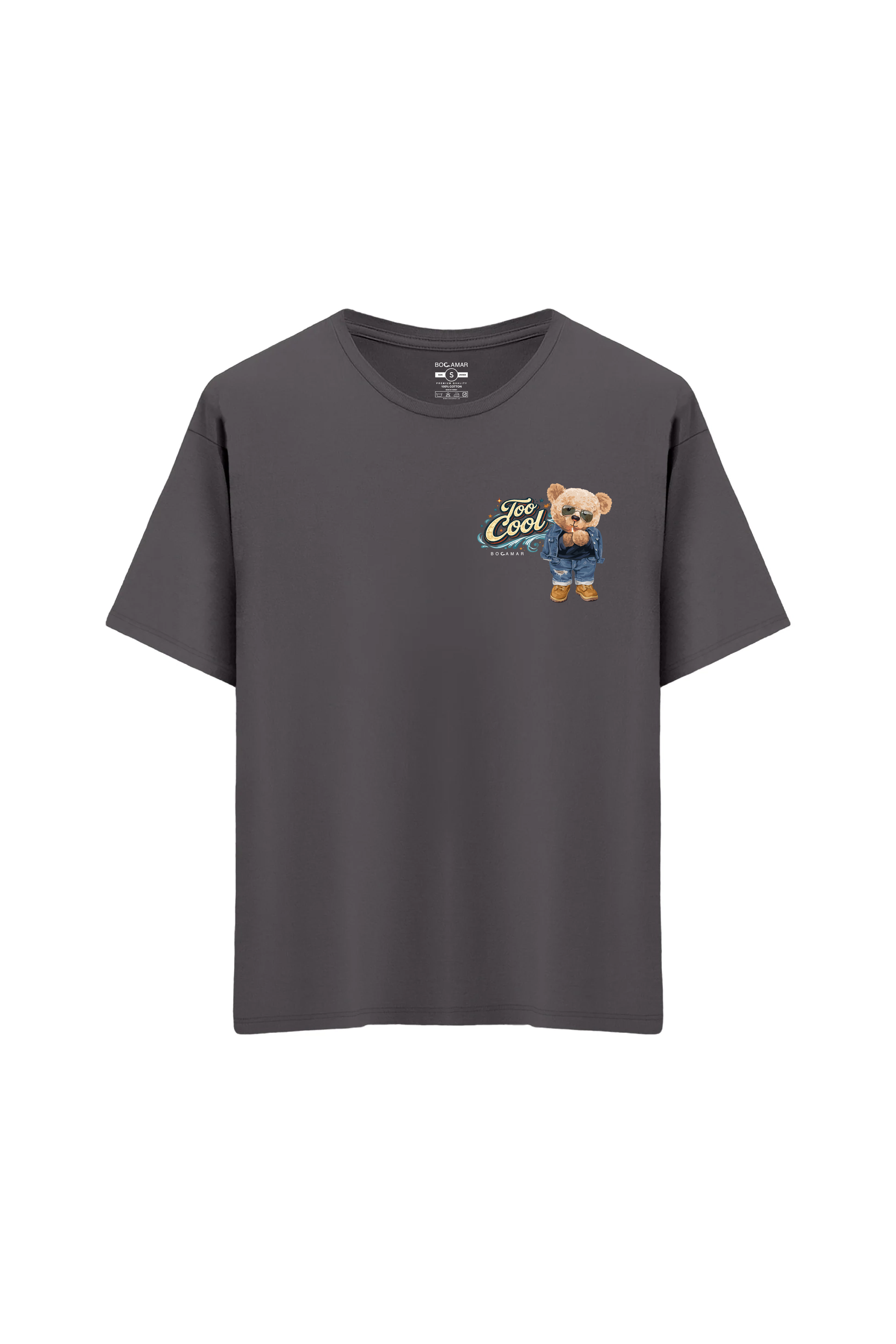 Oversize Unisex Bisiklet Yaka T-Shirt - ANTRASİT