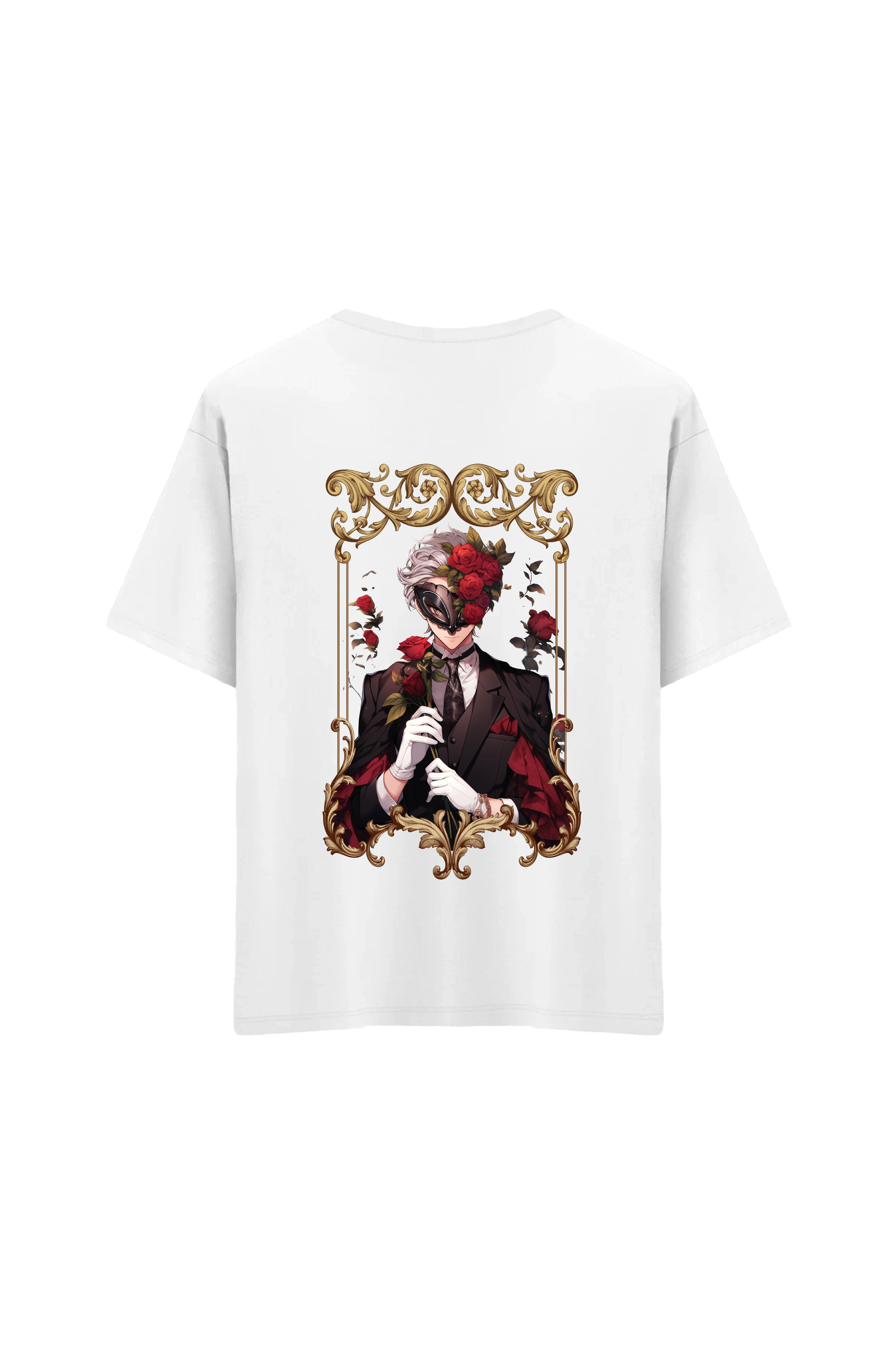 Oversize Unisex Bisiklet Yaka T-Shirt - BEYAZ