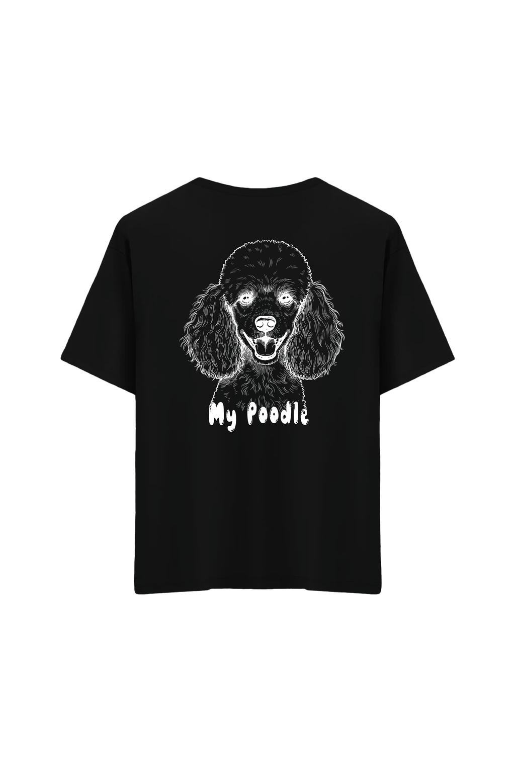 Poodle Köpek Baskılı Oversize Unisex Bisiklet Yaka T-Shirt - No.3