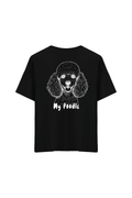 Poodle Köpek Baskılı Oversize Unisex Bisiklet Yaka T-Shirt - No.3