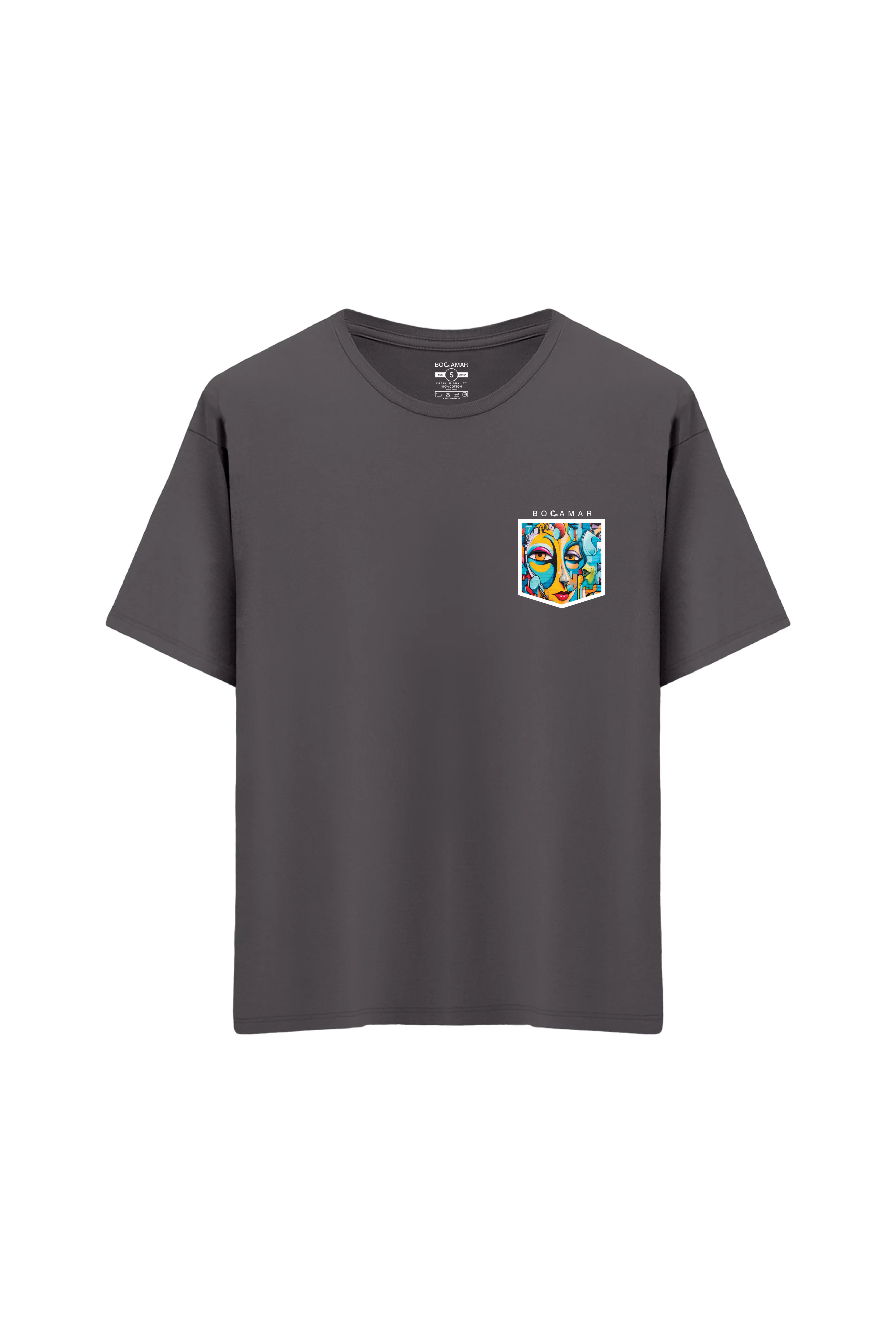 Oversize Unisex Bisiklet Yaka T-Shirt - ANTRASİT