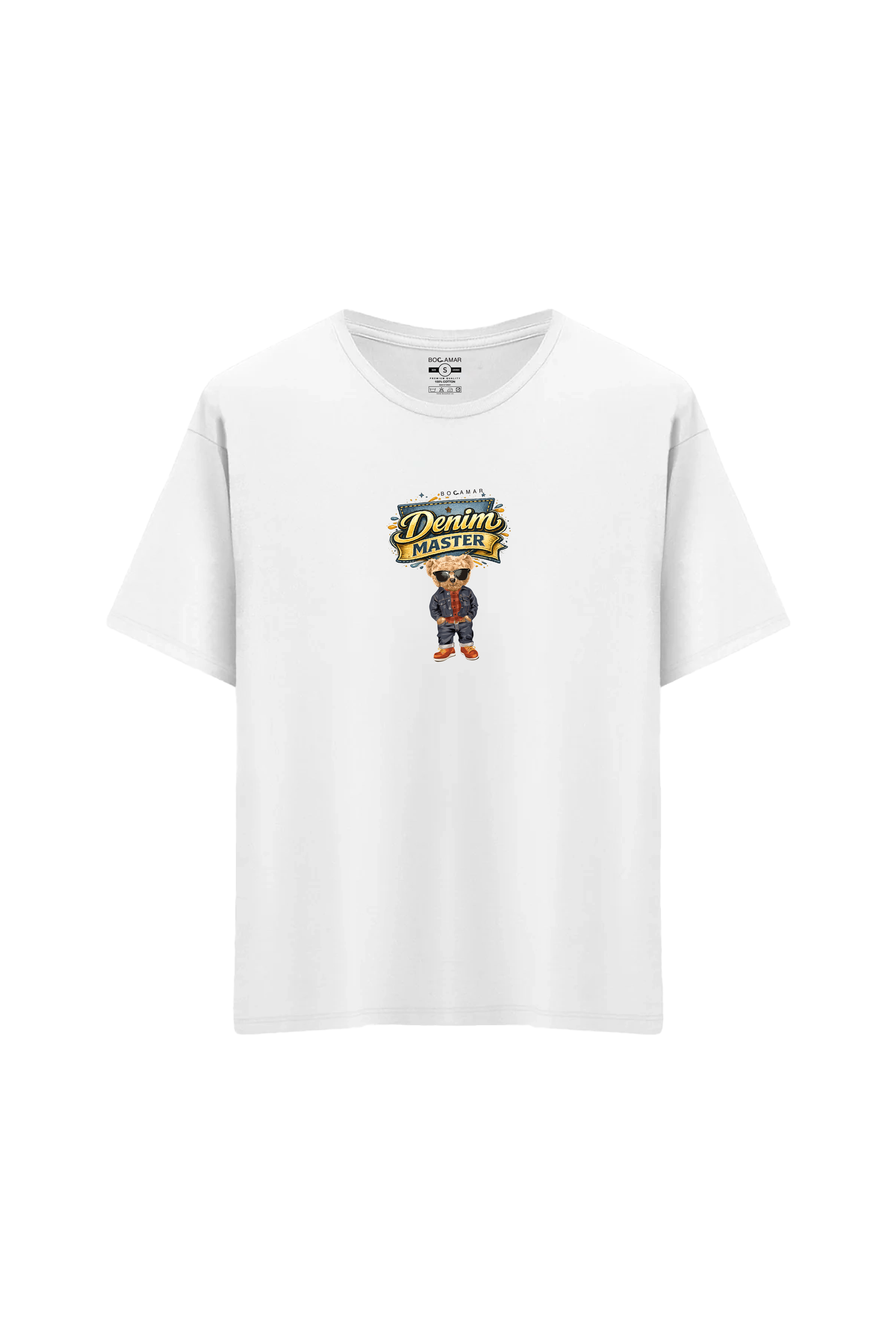 Oversize Unisex Bisiklet Yaka T-Shirt - BEYAZ