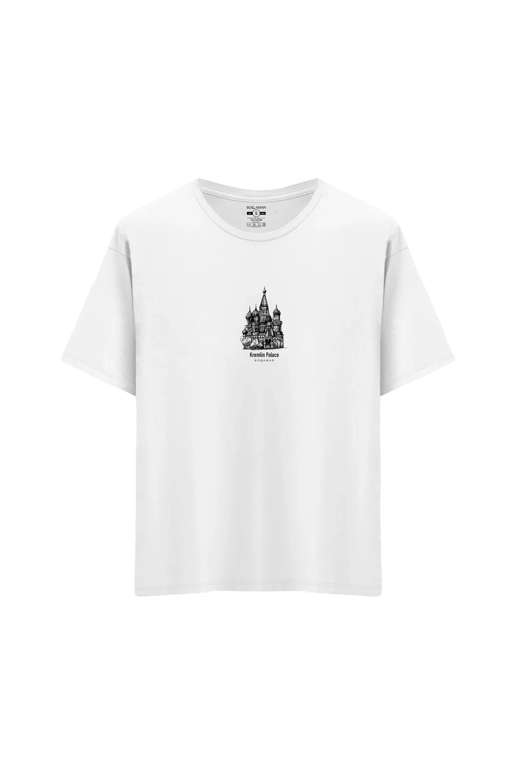 Oversize Unisex Bisiklet Yaka T-Shirt - BEYAZ