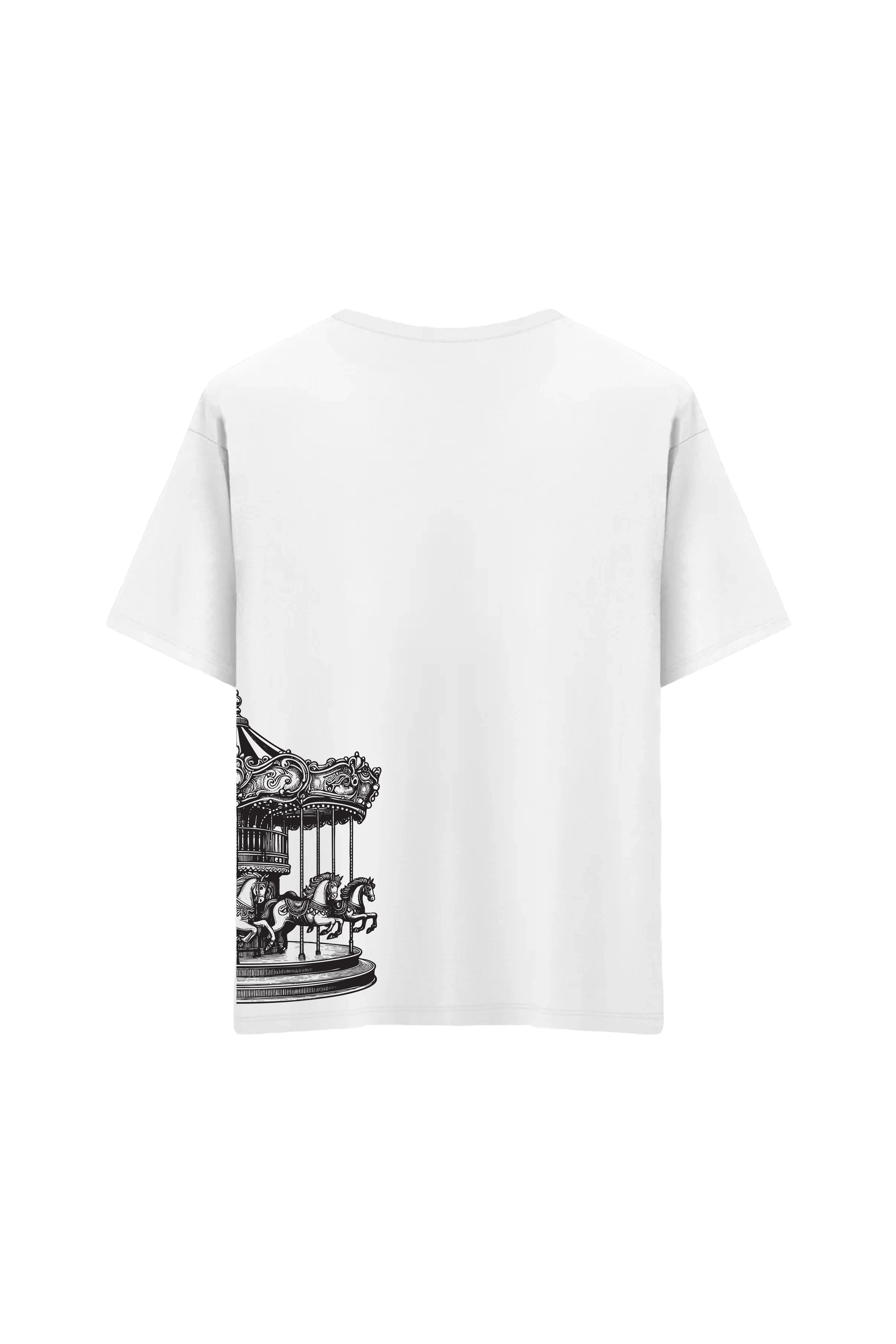 Oversize Unisex Bisiklet Yaka T-Shirt