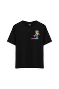 Ayı Baskılı Oversize Unisex Bisiklet Yaka T-Shirt - No.3