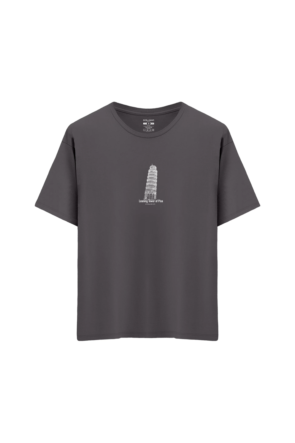 Oversize Unisex Bisiklet Yaka T-Shirt - ANTRASİT