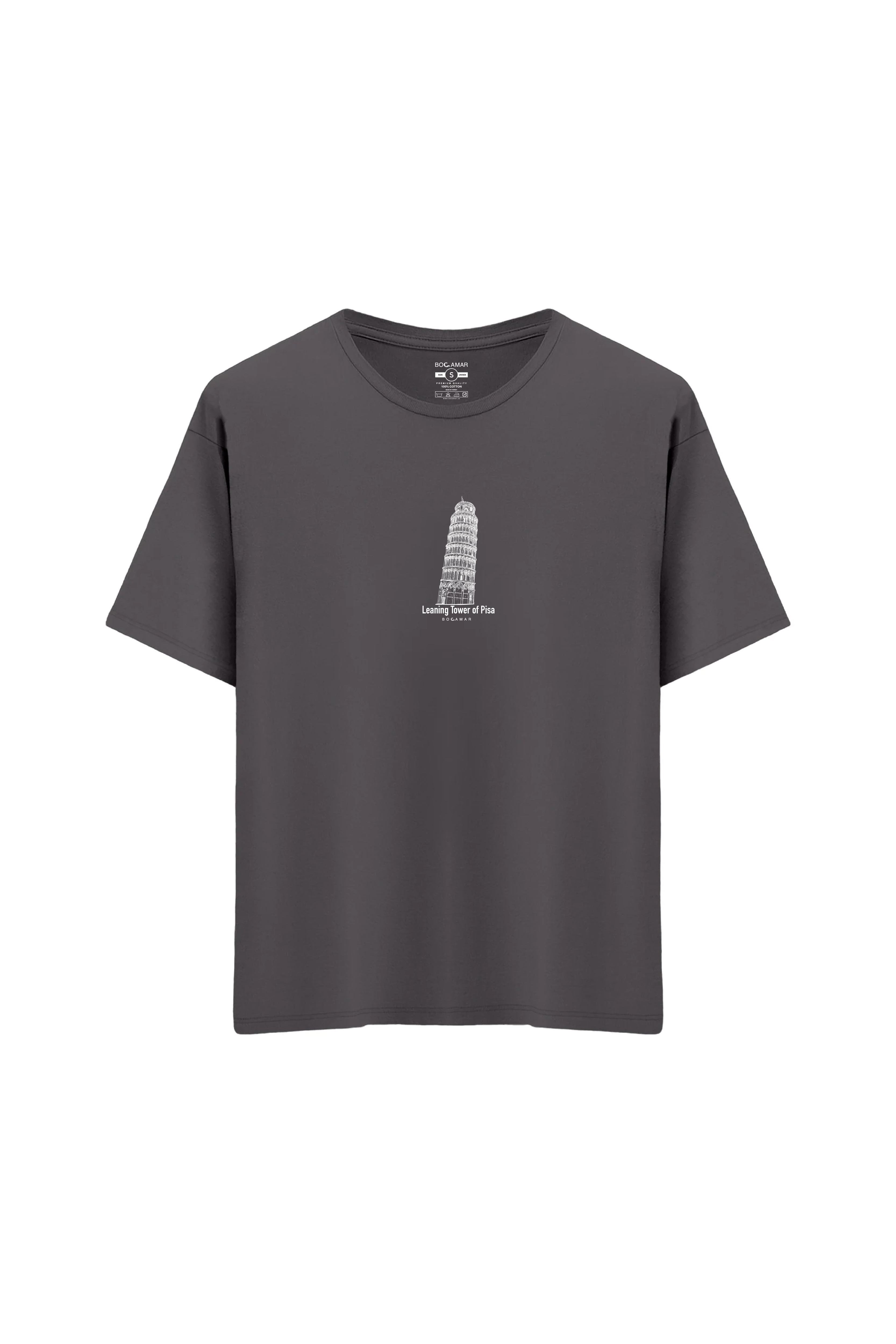 Oversize Unisex Bisiklet Yaka T-Shirt - ANTRASİT