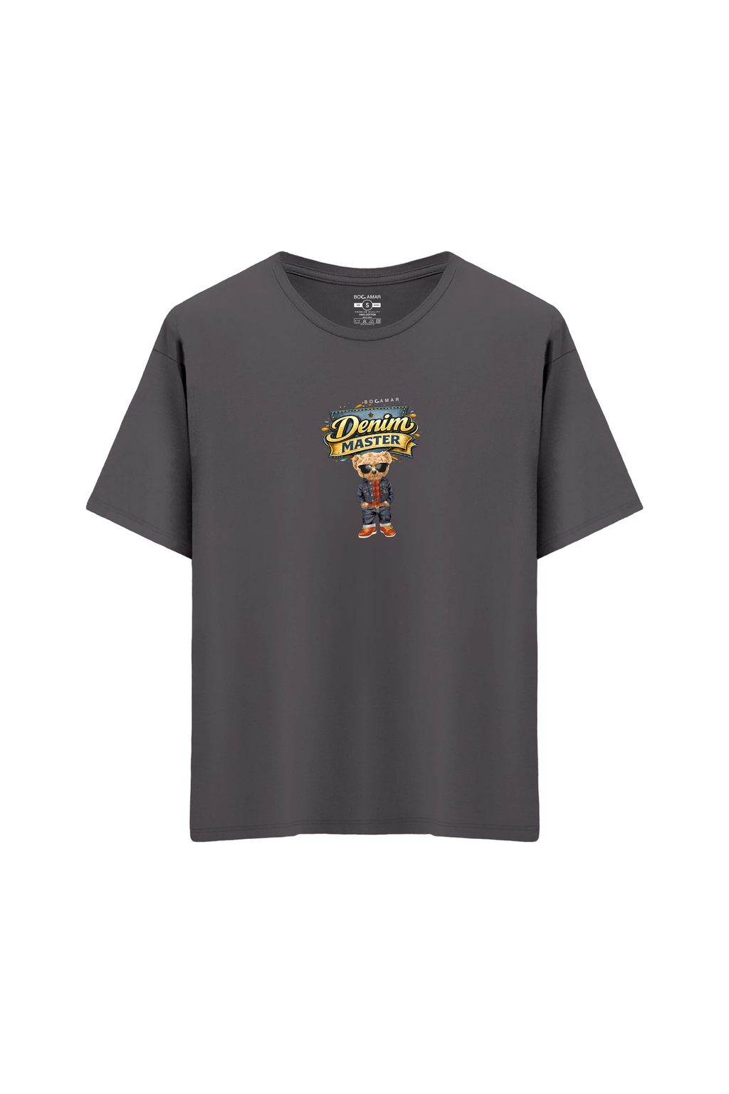 Oversize Unisex Bisiklet Yaka T-Shirt - ANTRASİT