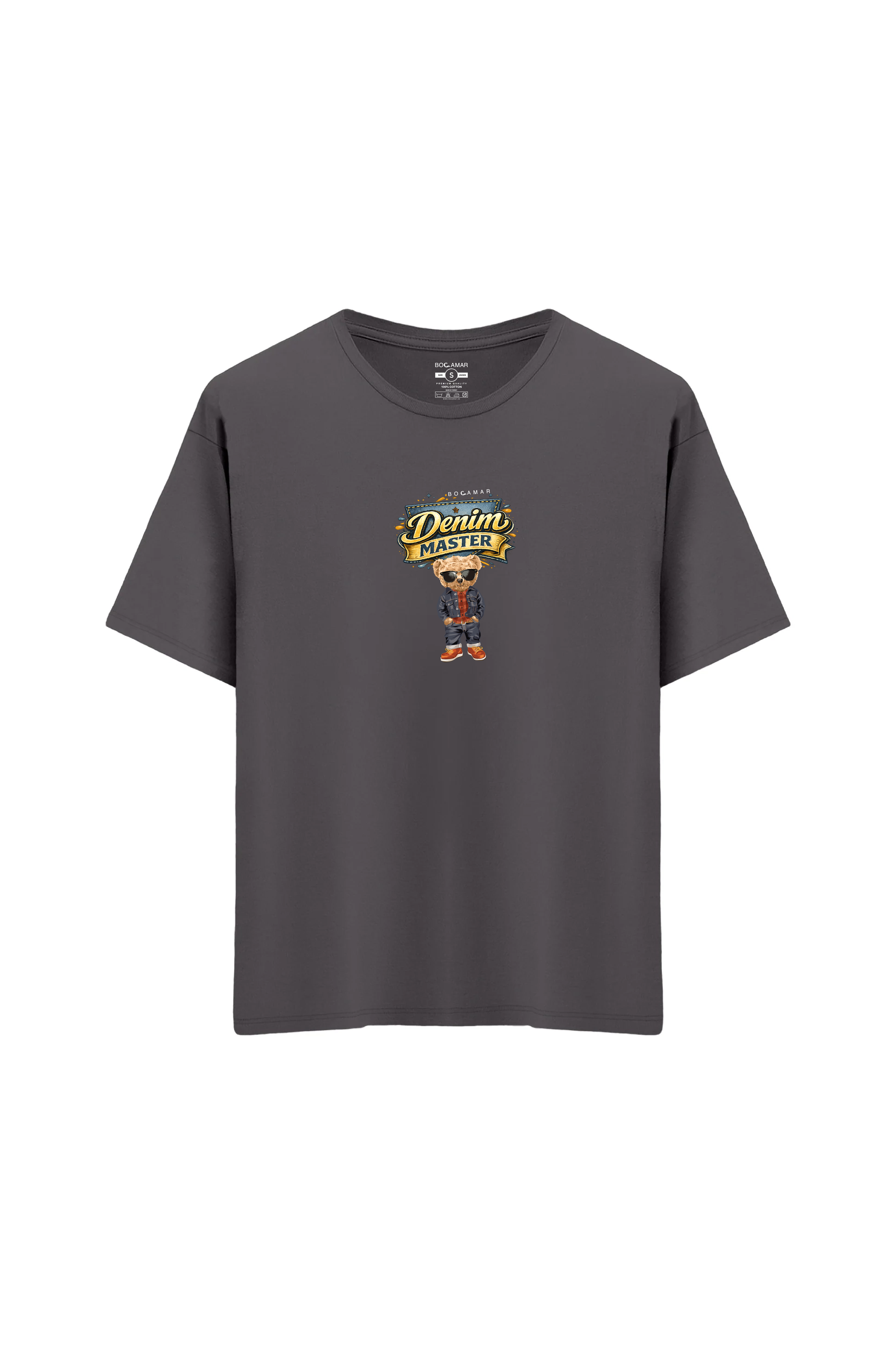 Oversize Unisex Bisiklet Yaka T-Shirt - ANTRASİT