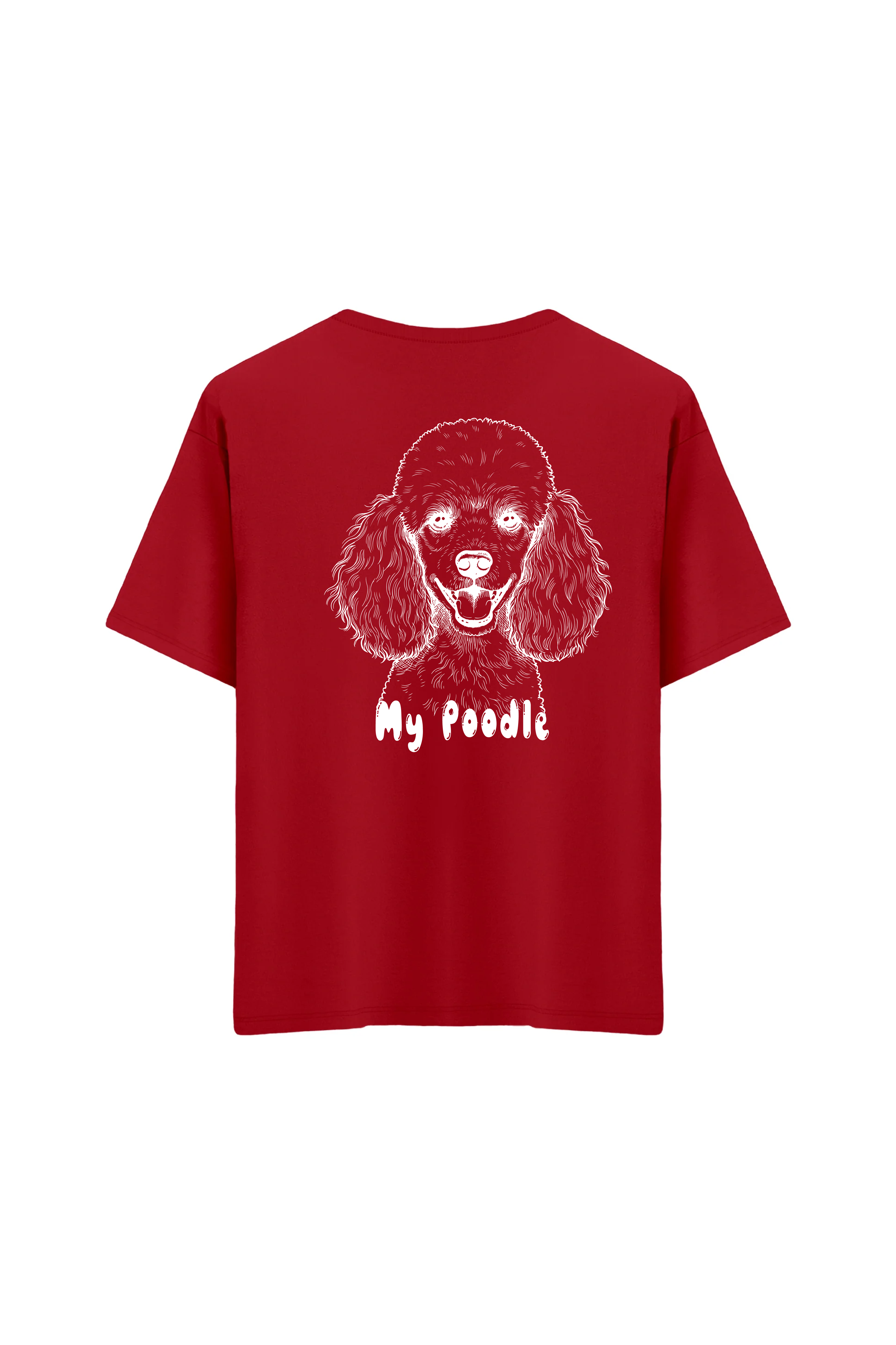 Oversize Unisex Bisiklet Yaka T-Shirt - KIRMIZI