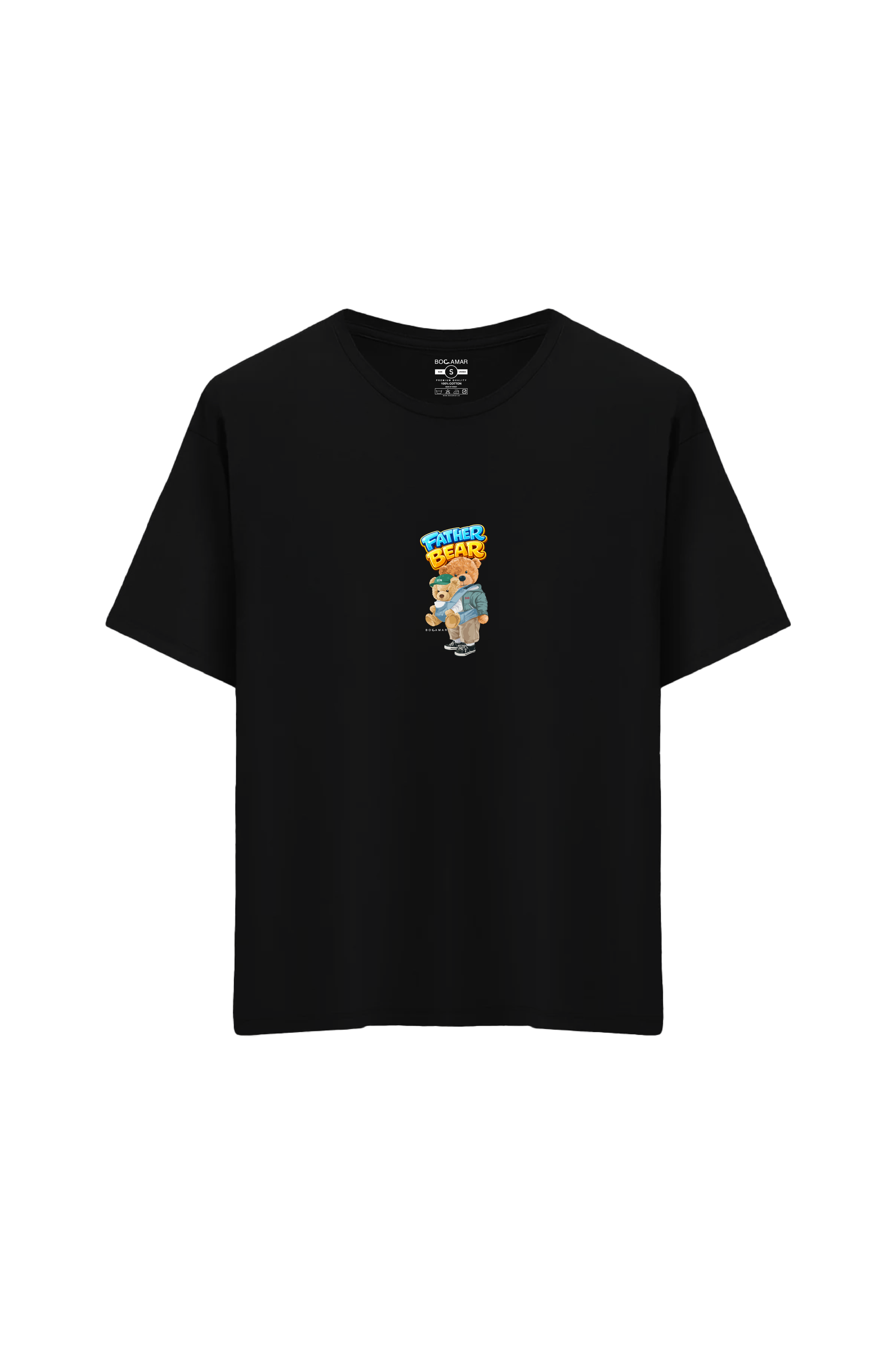 Ayı Baskılı Oversize Unisex Bisiklet Yaka T-Shirt - No.6