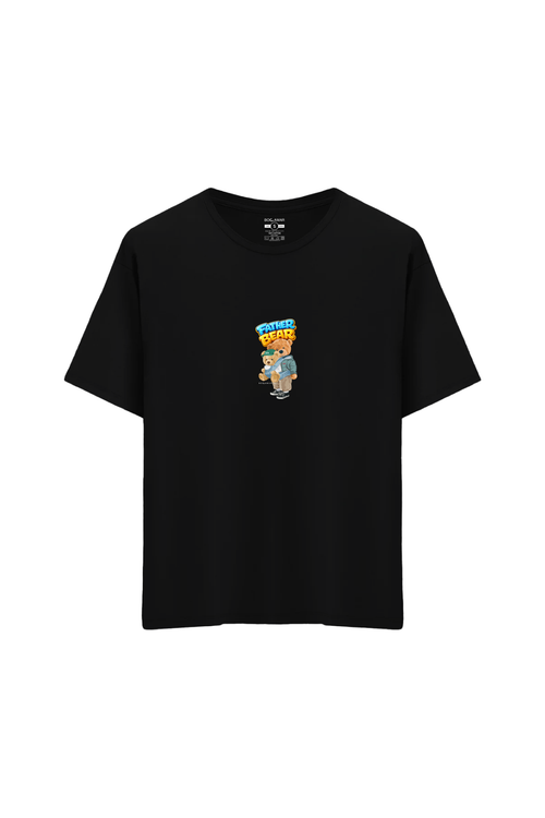 Ayı Baskılı Oversize Unisex Bisiklet Yaka T-Shirt - No.6