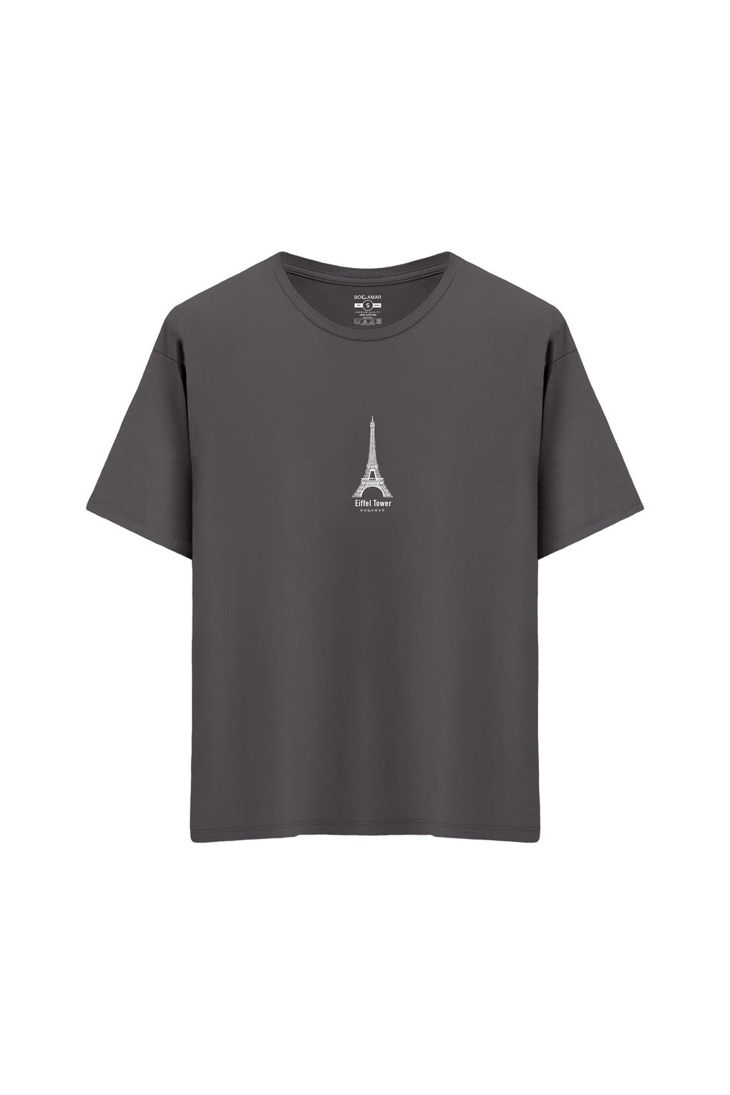 Oversize Unisex Bisiklet Yaka T-Shirt - ANTRASİT