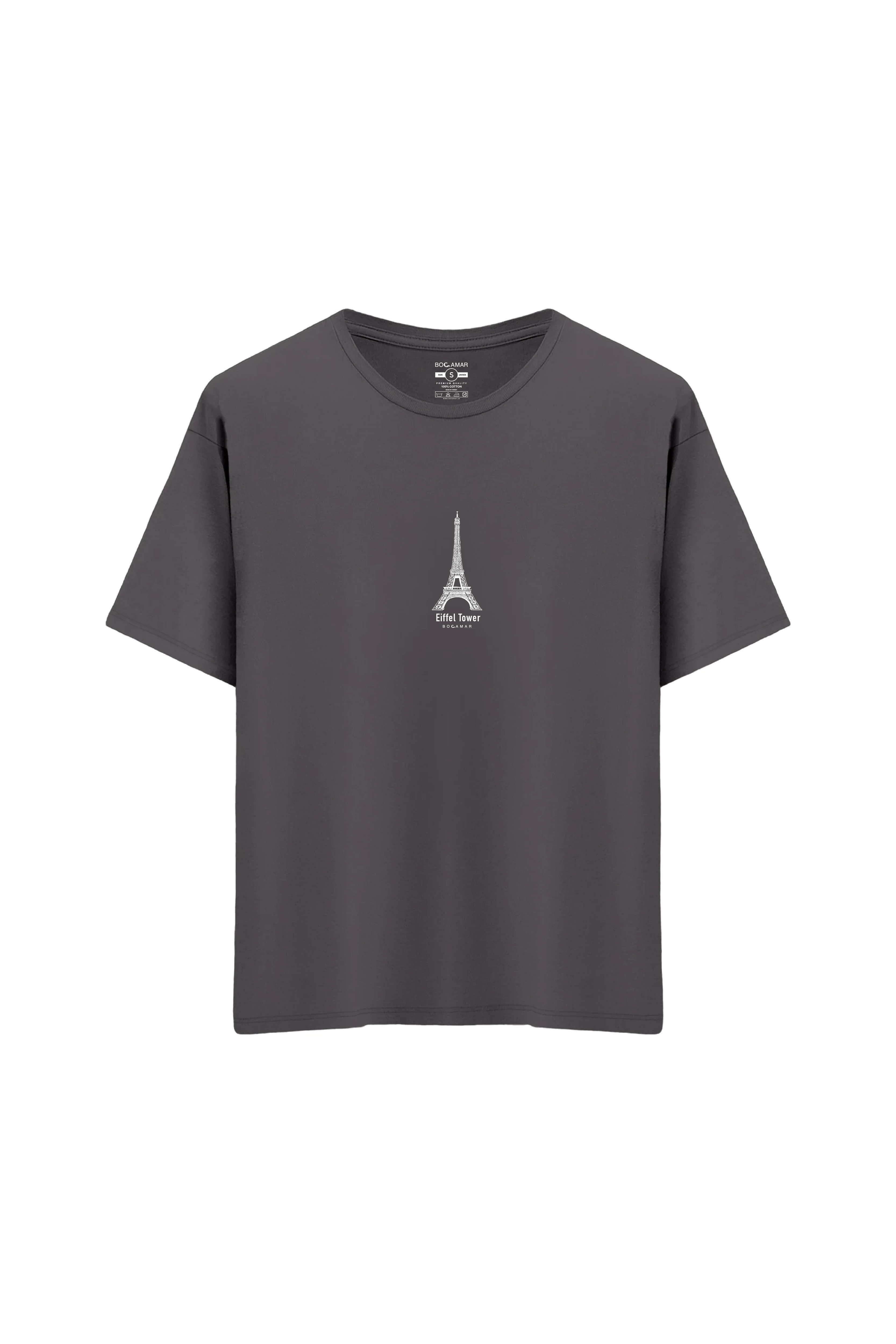 Oversize Unisex Bisiklet Yaka T-Shirt - ANTRASİT