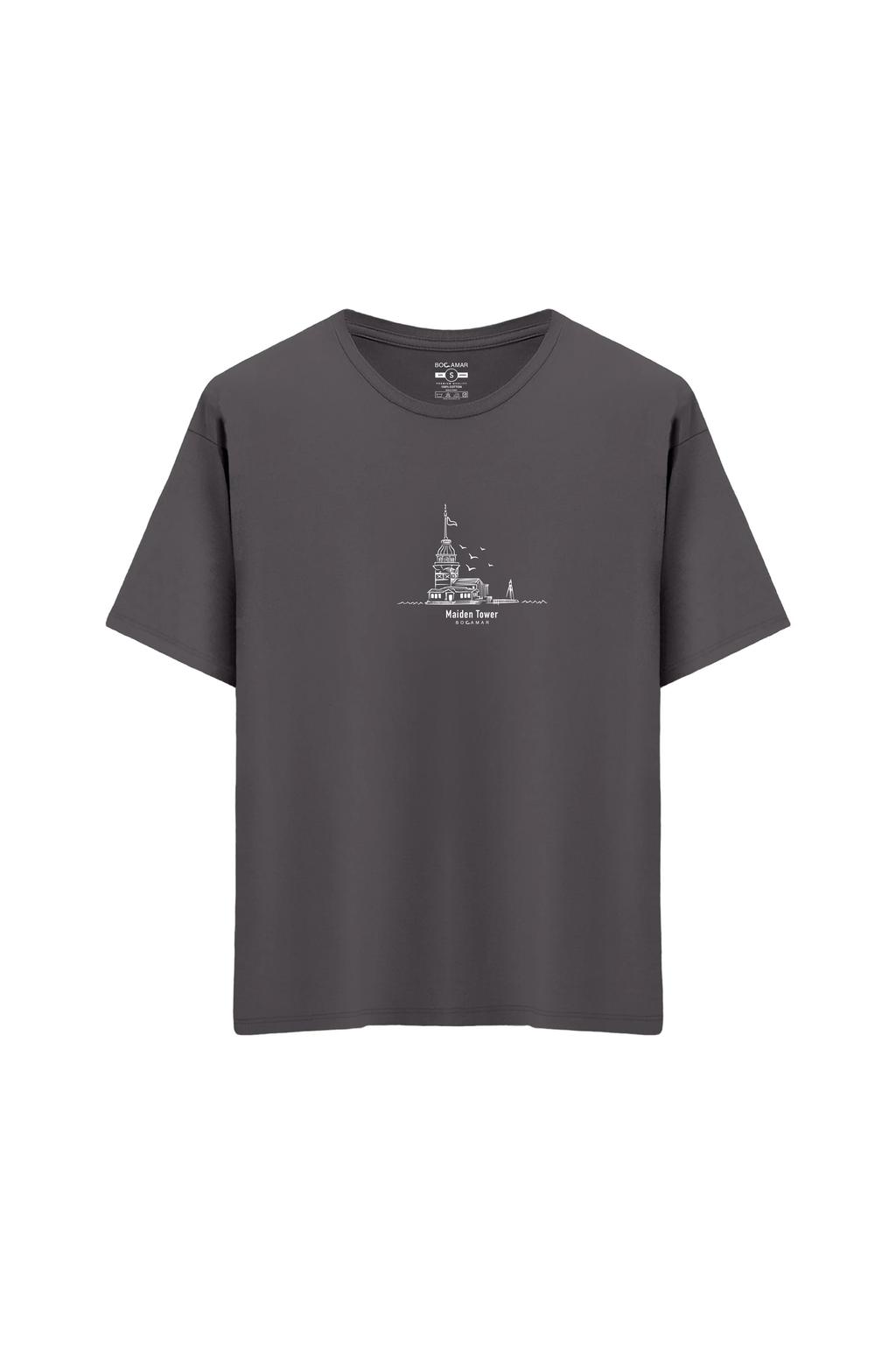 Oversize Unisex Bisiklet Yaka T-Shirt - ANTRASİT