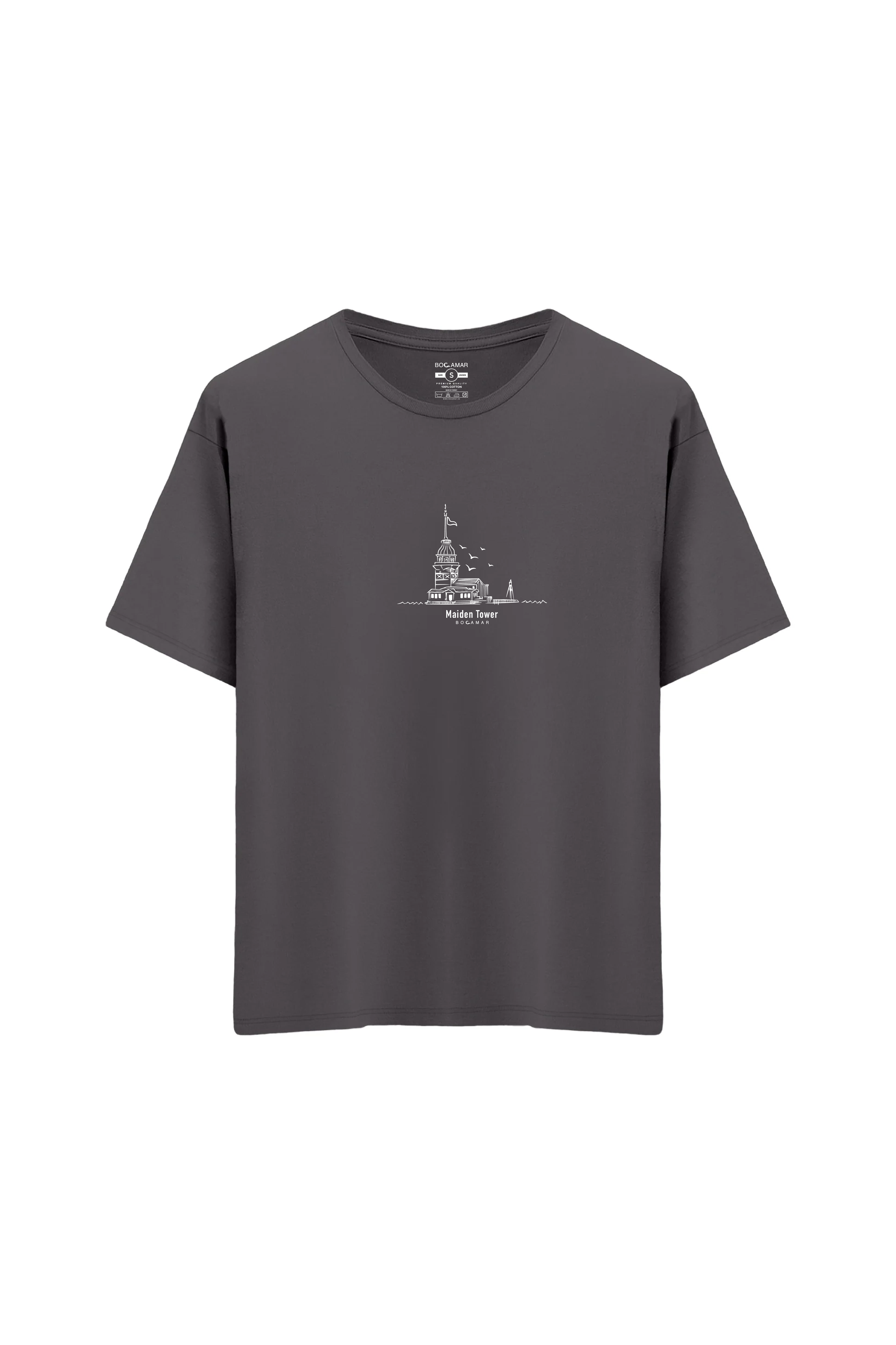 Oversize Unisex Bisiklet Yaka T-Shirt - ANTRASİT