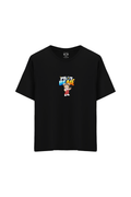 Ayı Baskılı Oversize Unisex Bisiklet Yaka T-Shirt - No.5