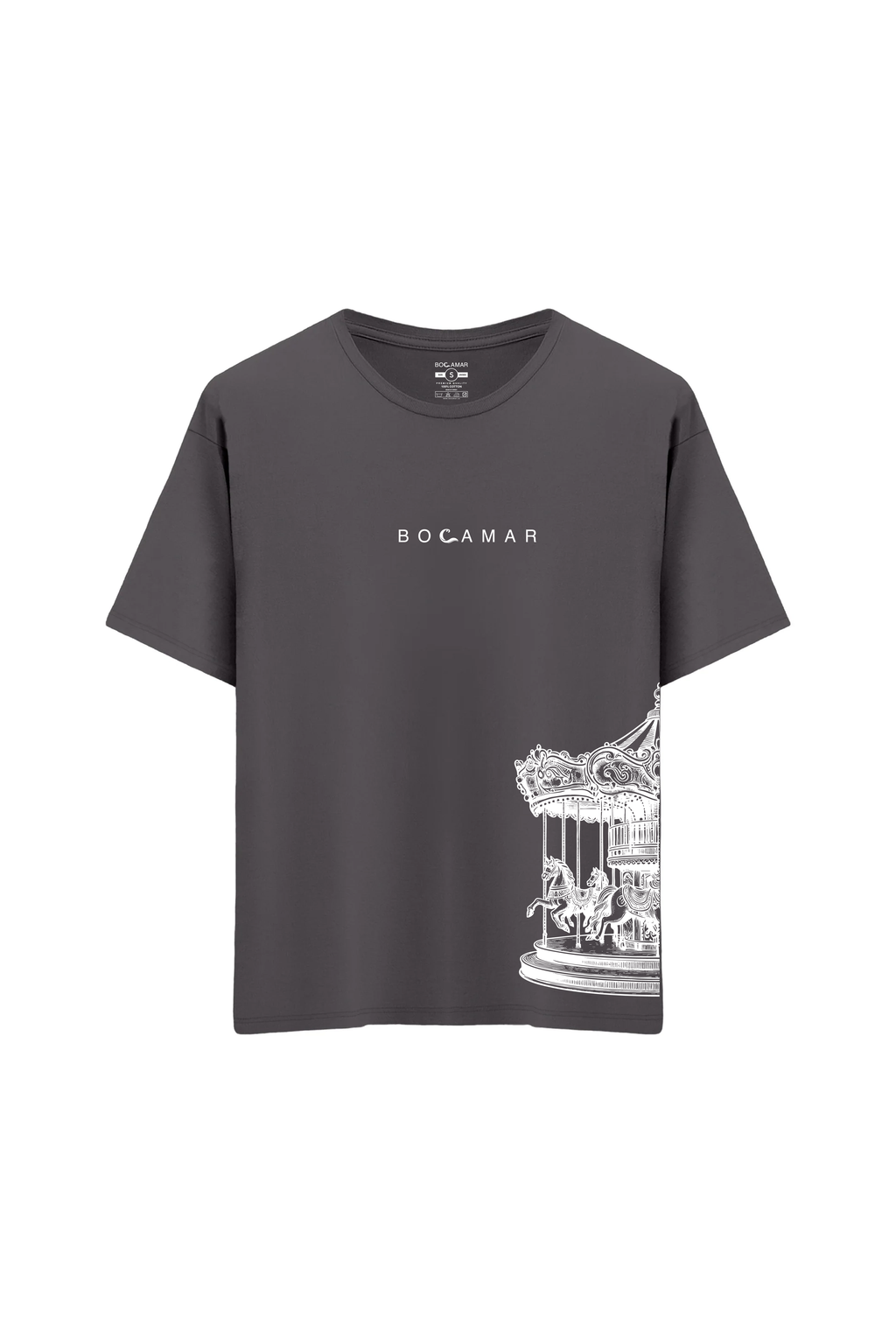Oversize Unisex Bisiklet Yaka T-Shirt - ANTRASİT