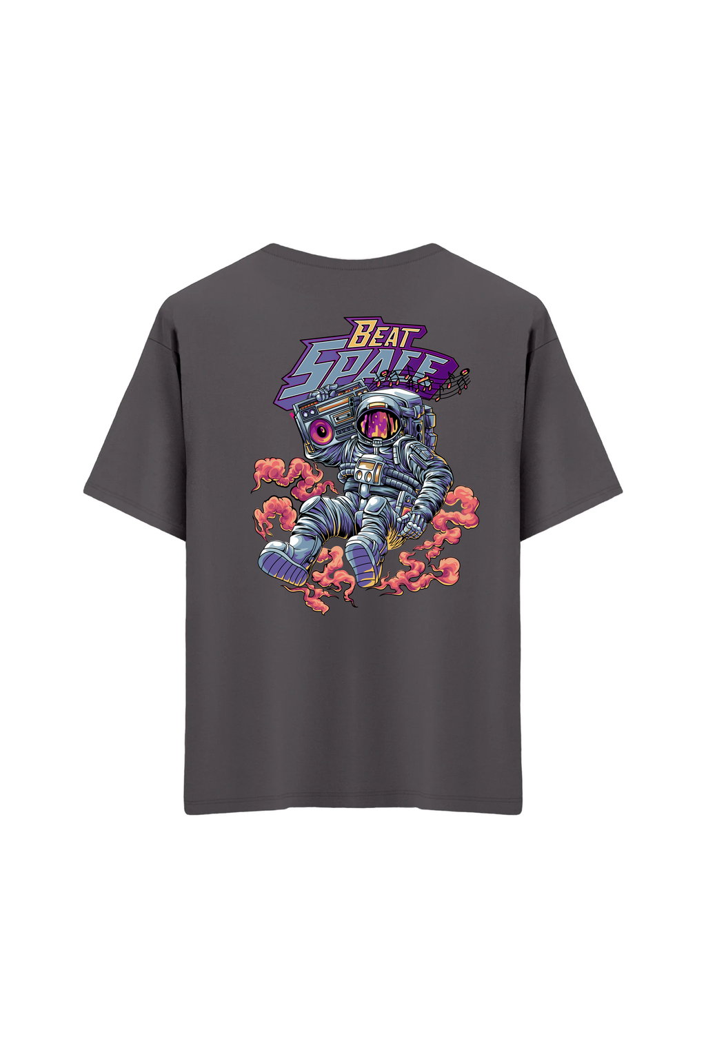 Oversize Unisex Bisiklet Yaka T-Shirt - ANTRASİT