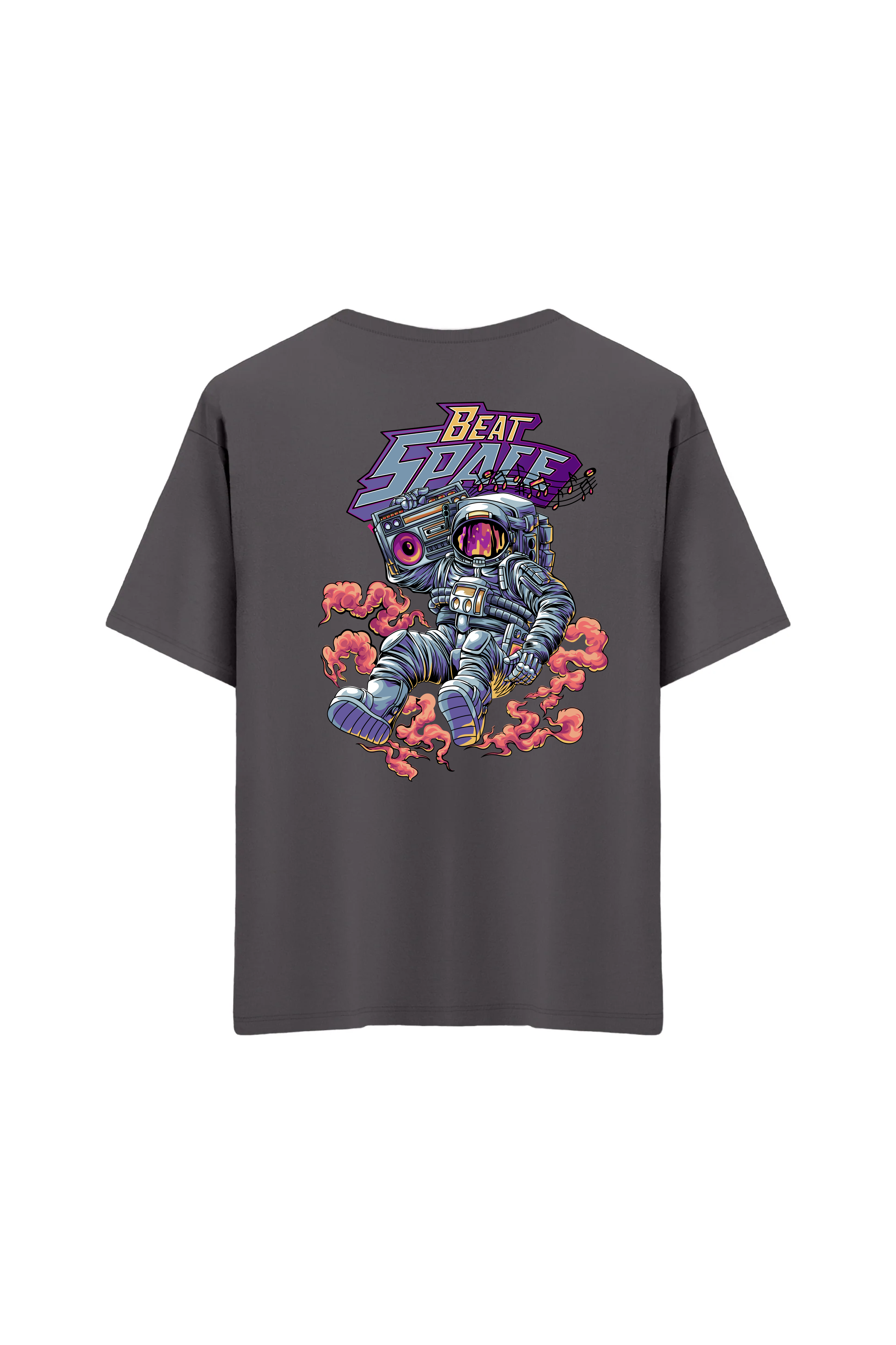 Oversize Unisex Bisiklet Yaka T-Shirt - ANTRASİT
