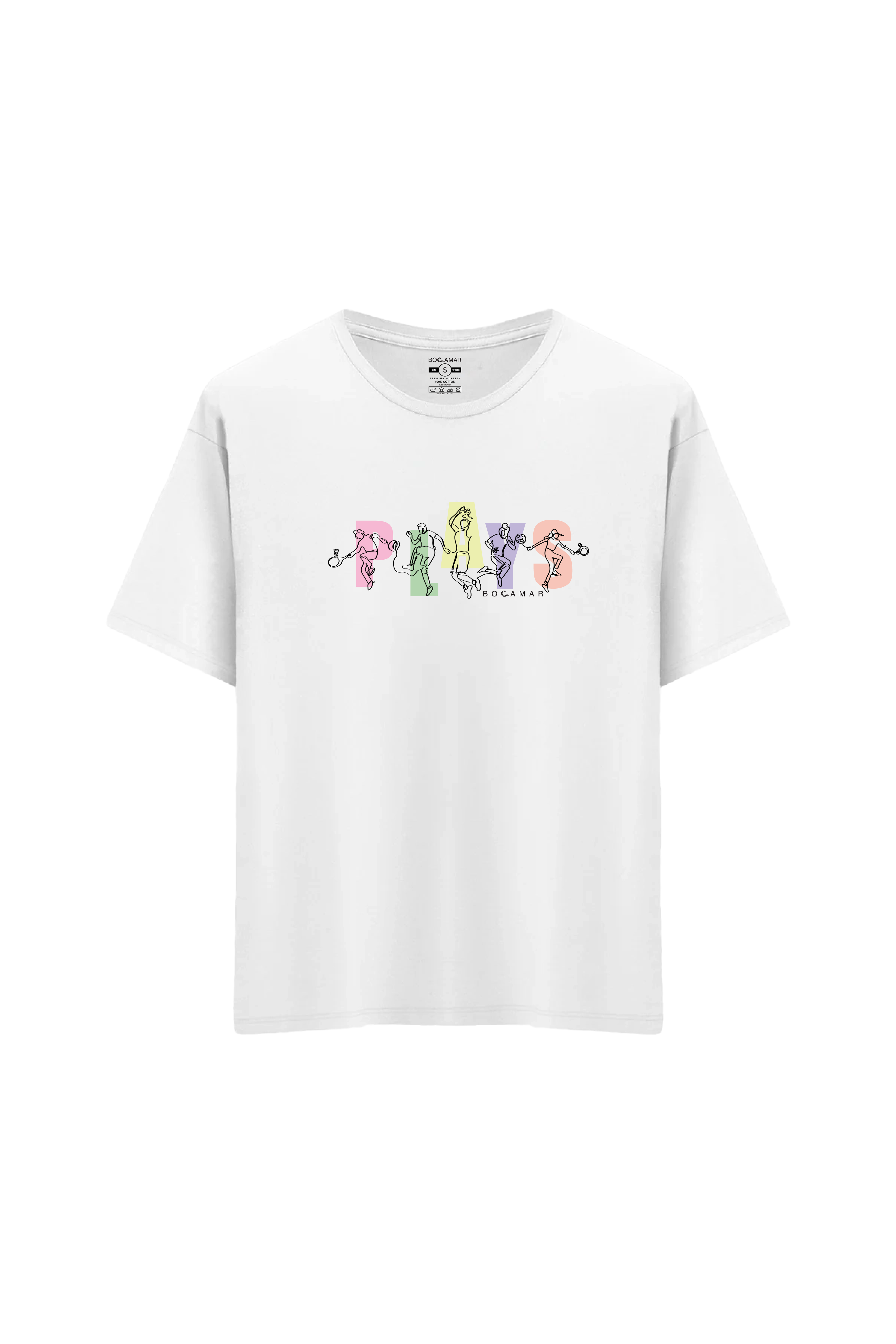 Oversize Unisex Bisiklet Yaka T-Shirt - BEYAZ