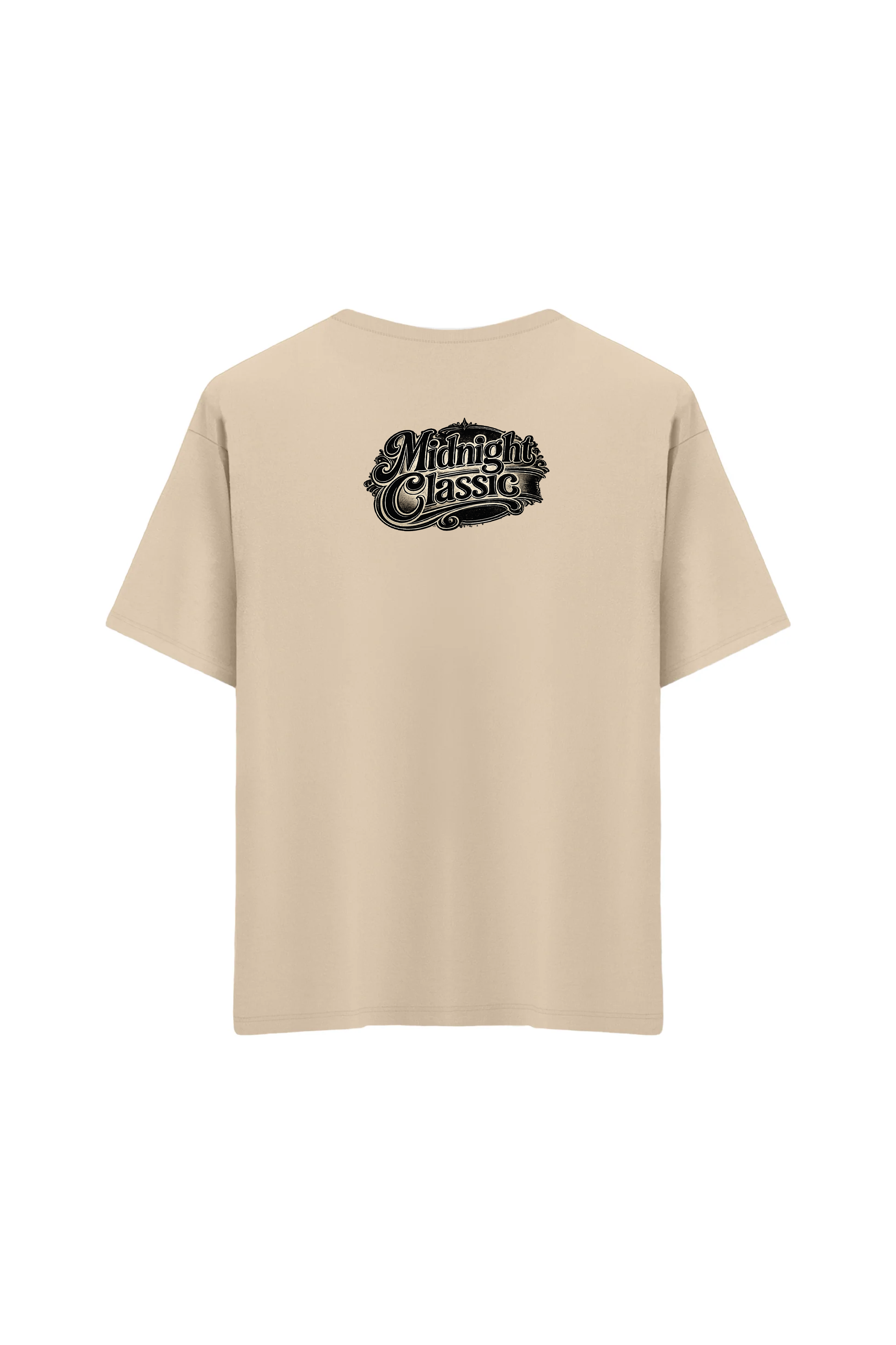 Oversize Unisex Bisiklet Yaka T-Shirt - KREM