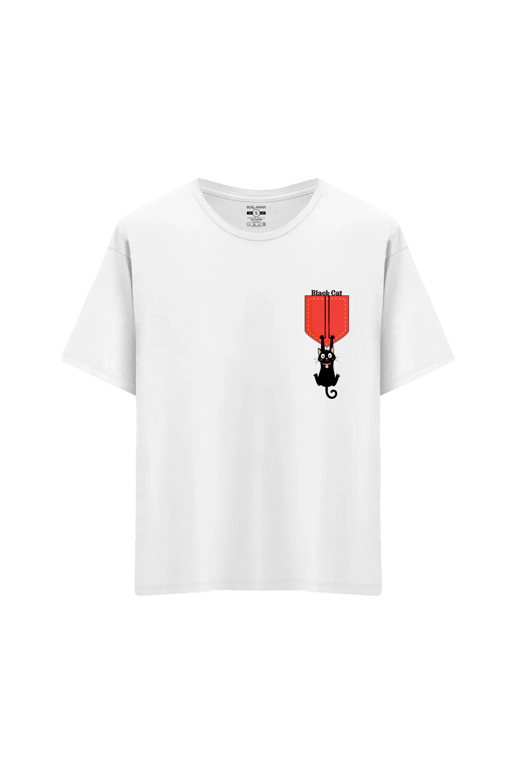 Oversize Unisex Bisiklet Yaka T-Shirt - BEYAZ