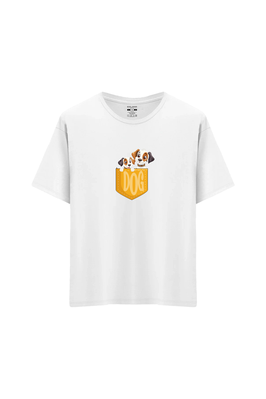 Oversize Unisex Bisiklet Yaka T-Shirt - BEYAZ