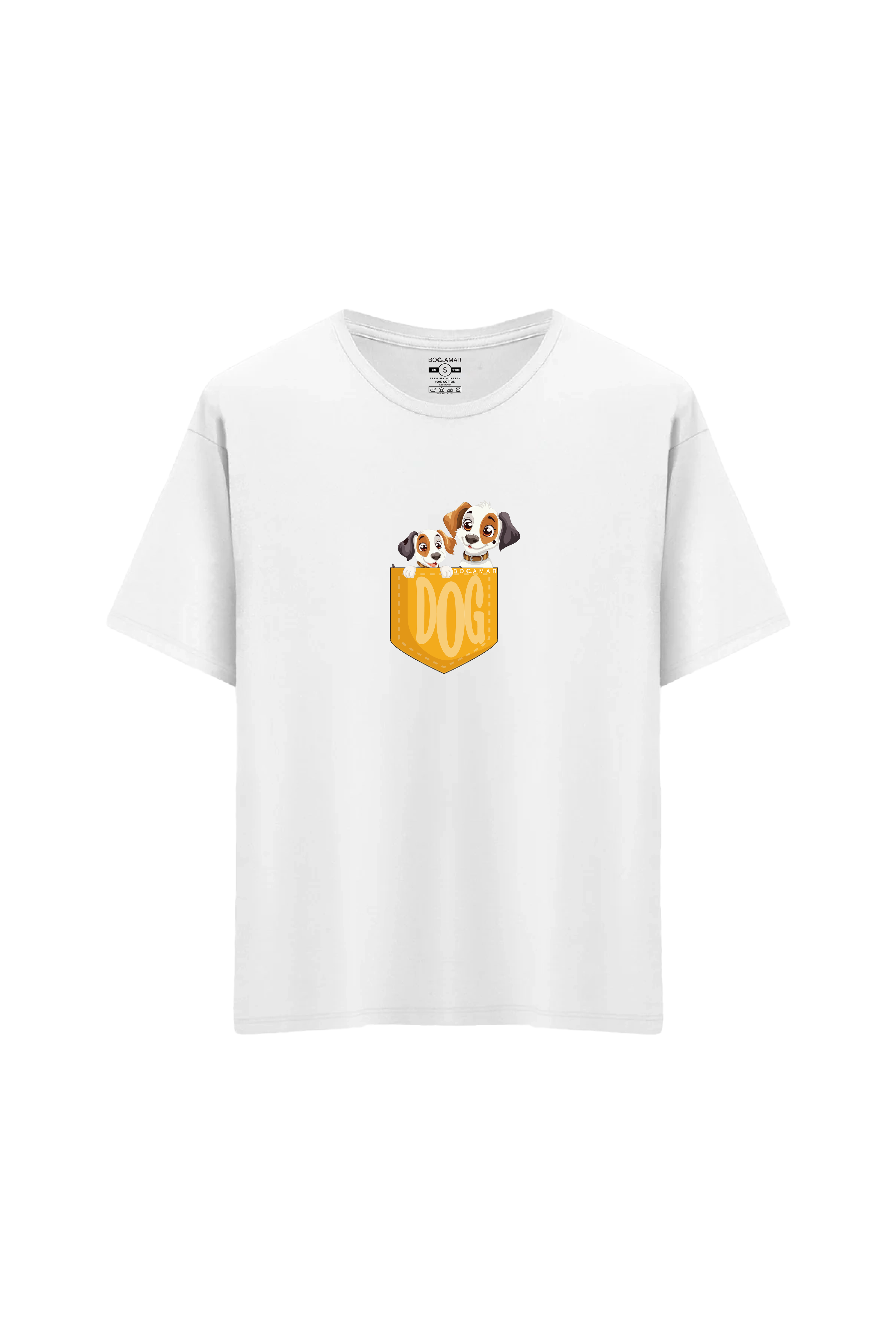 Oversize Unisex Bisiklet Yaka T-Shirt - BEYAZ