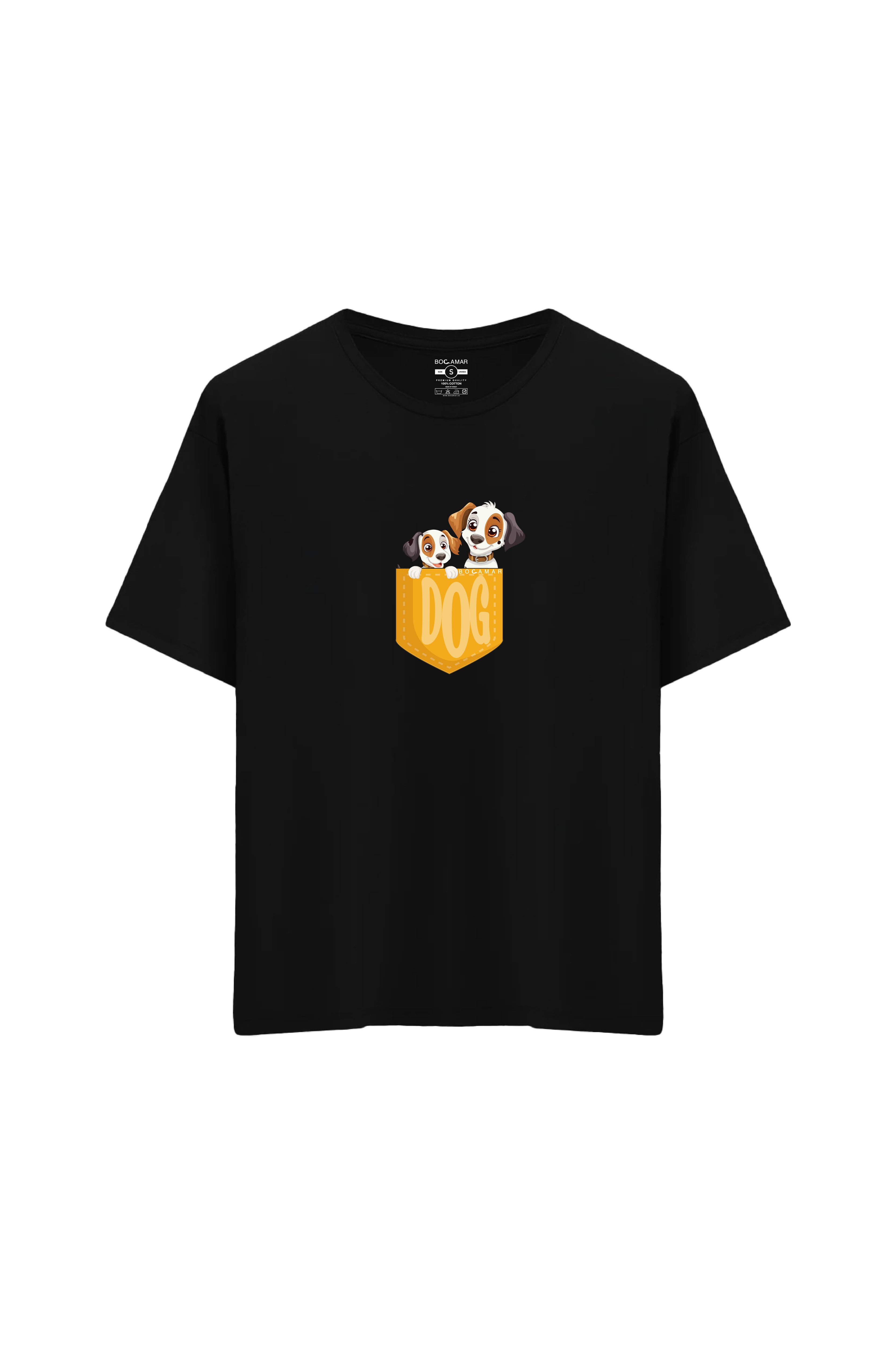 Köpek Baskılı Oversize Unisex Bisiklet Yaka T-Shirt
