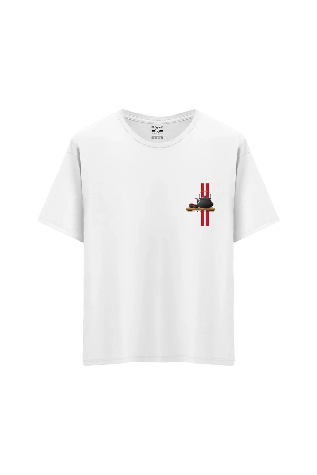 Oversize Unisex Bisiklet Yaka T-Shirt - BEYAZ