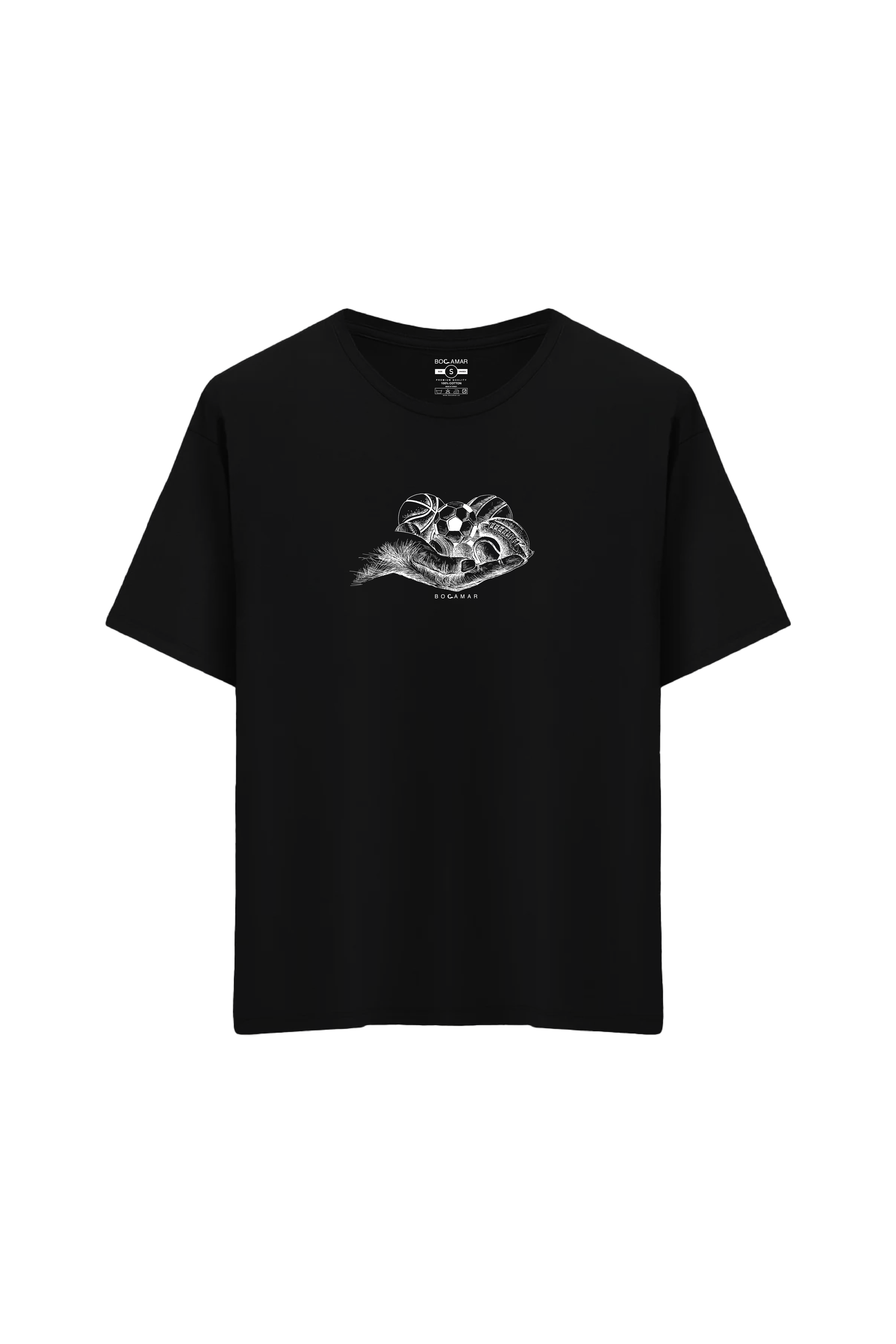 Spor Baskılı Oversize Unisex Bisiklet Yaka T-Shirt - No.4